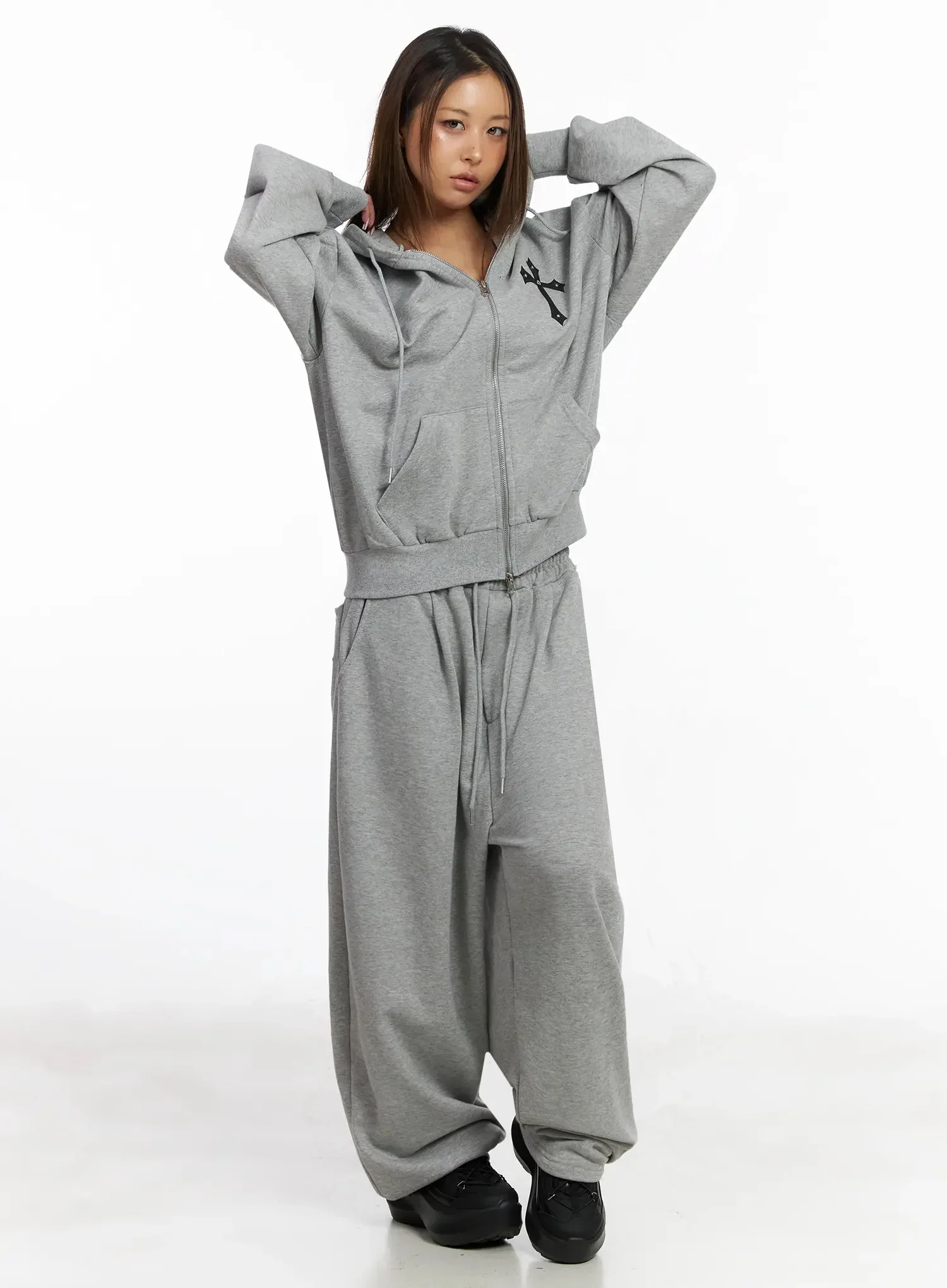 Studded Cross Zip Hoodie IY501 - Image 6