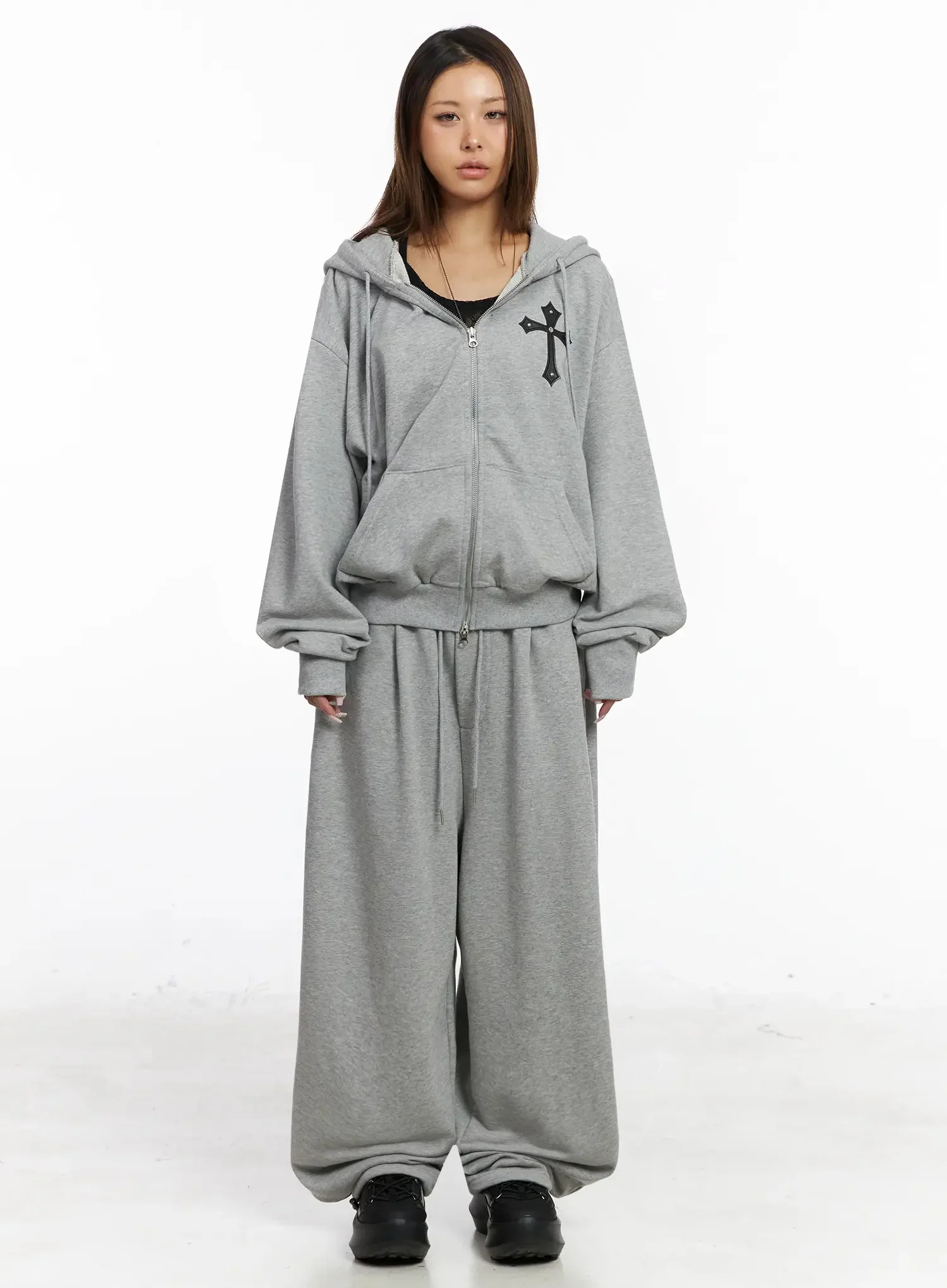 Studded Cross Zip Hoodie IY501 - Image 9