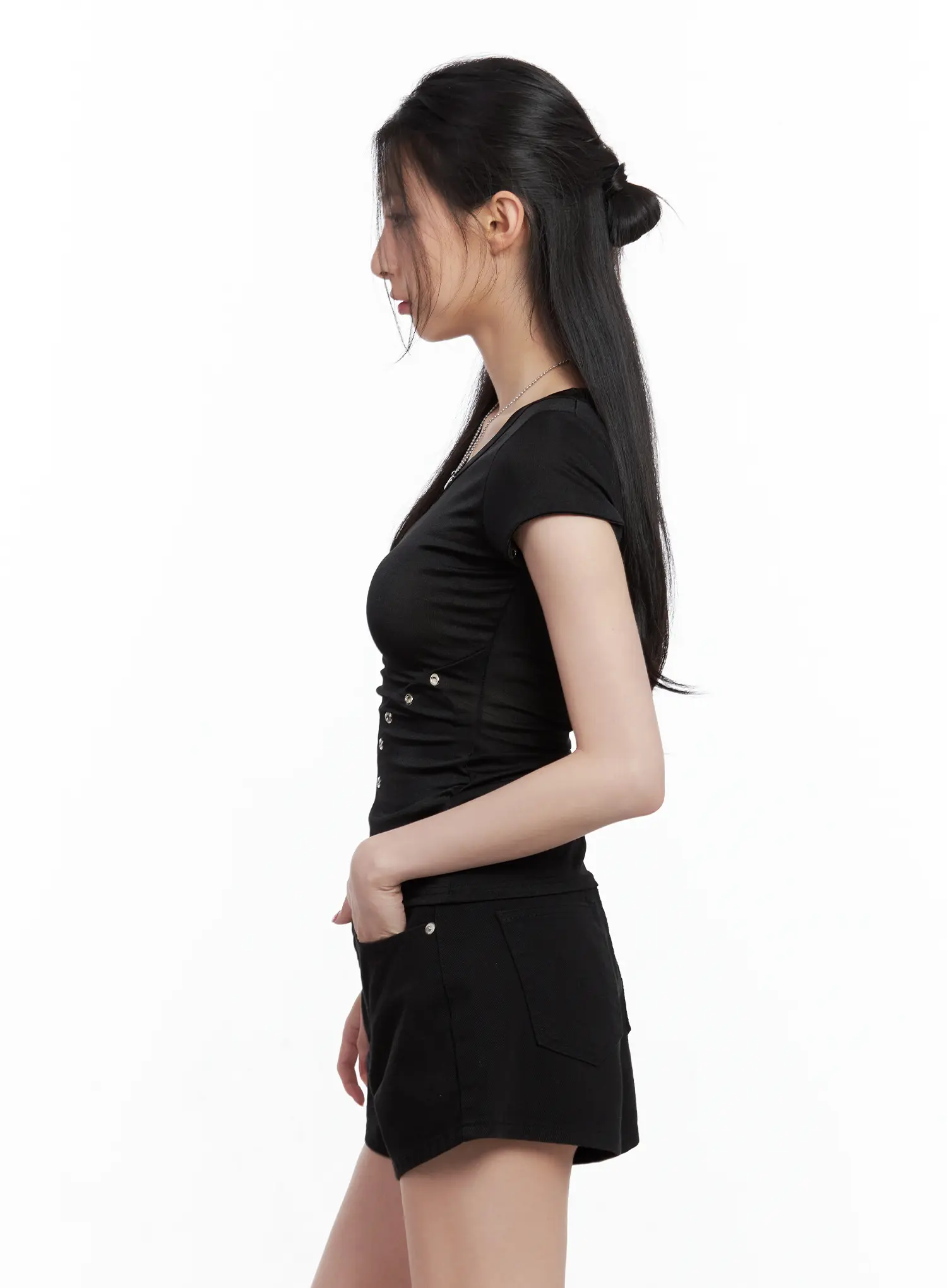 Studded Eyelet Slim-Fit Tee CL501 - Image 11