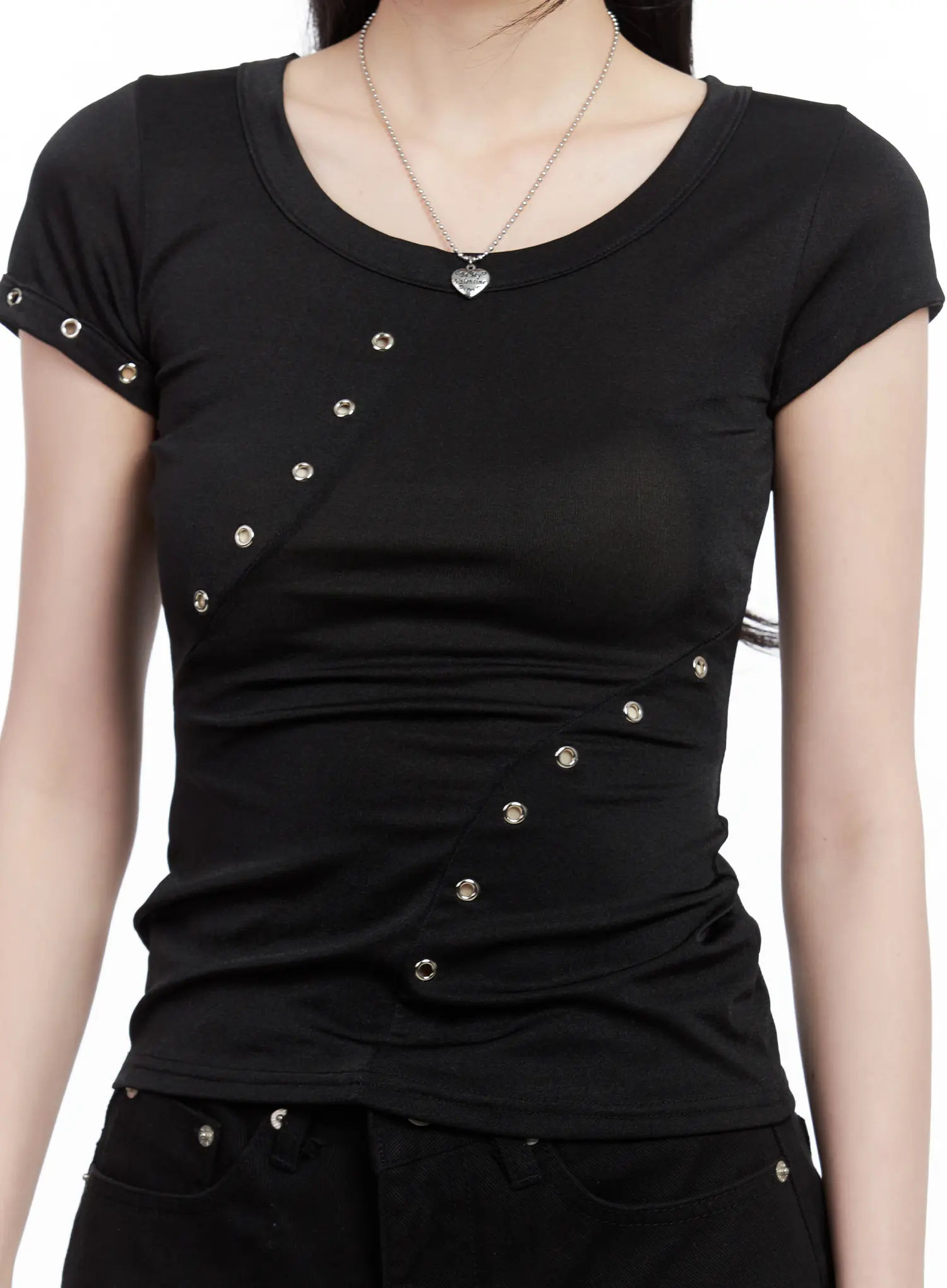 Studded Eyelet Slim-Fit Tee CL501 - Image 4
