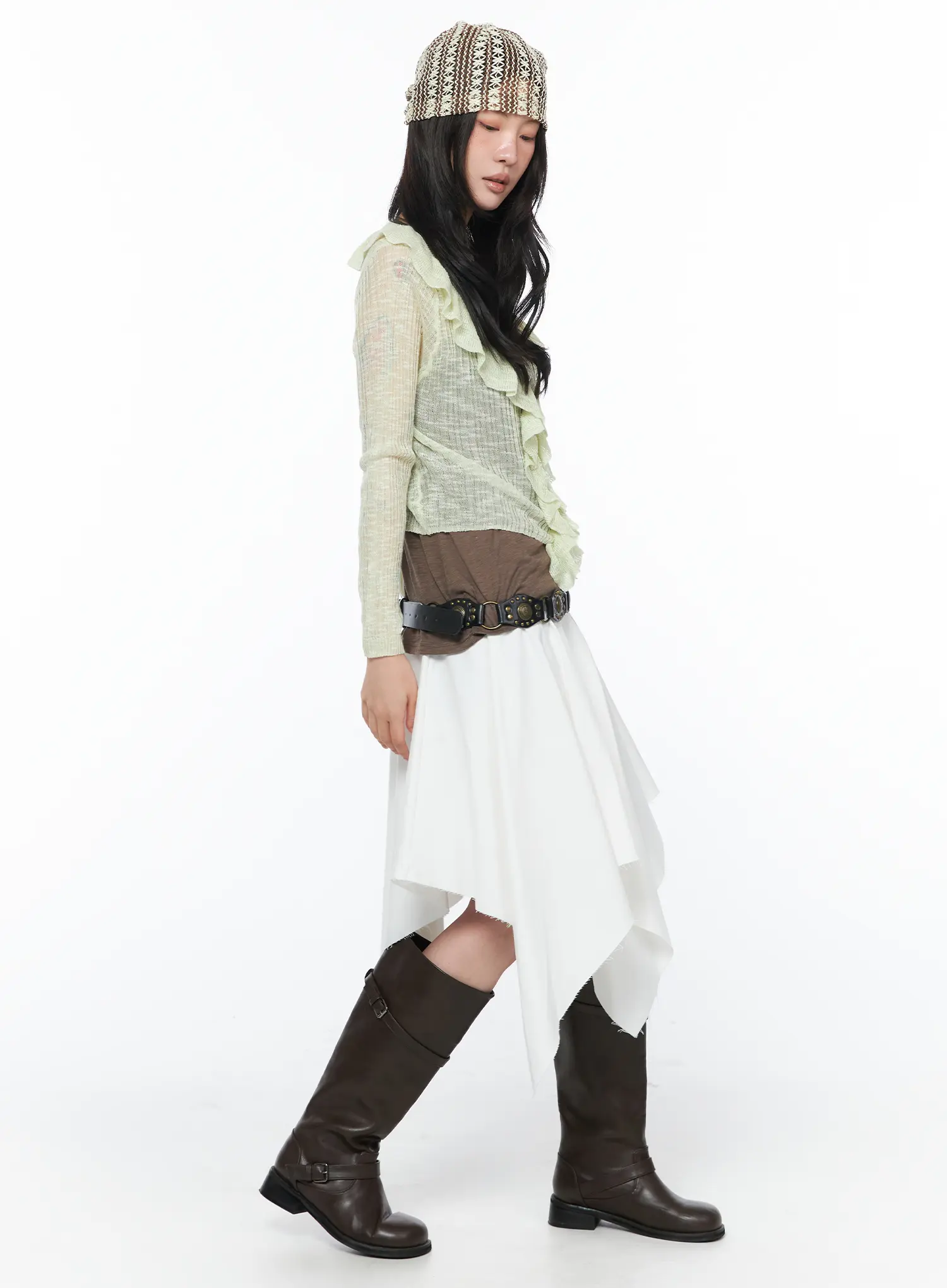 Studded Flare Midi Skirt CA527 - Image 7