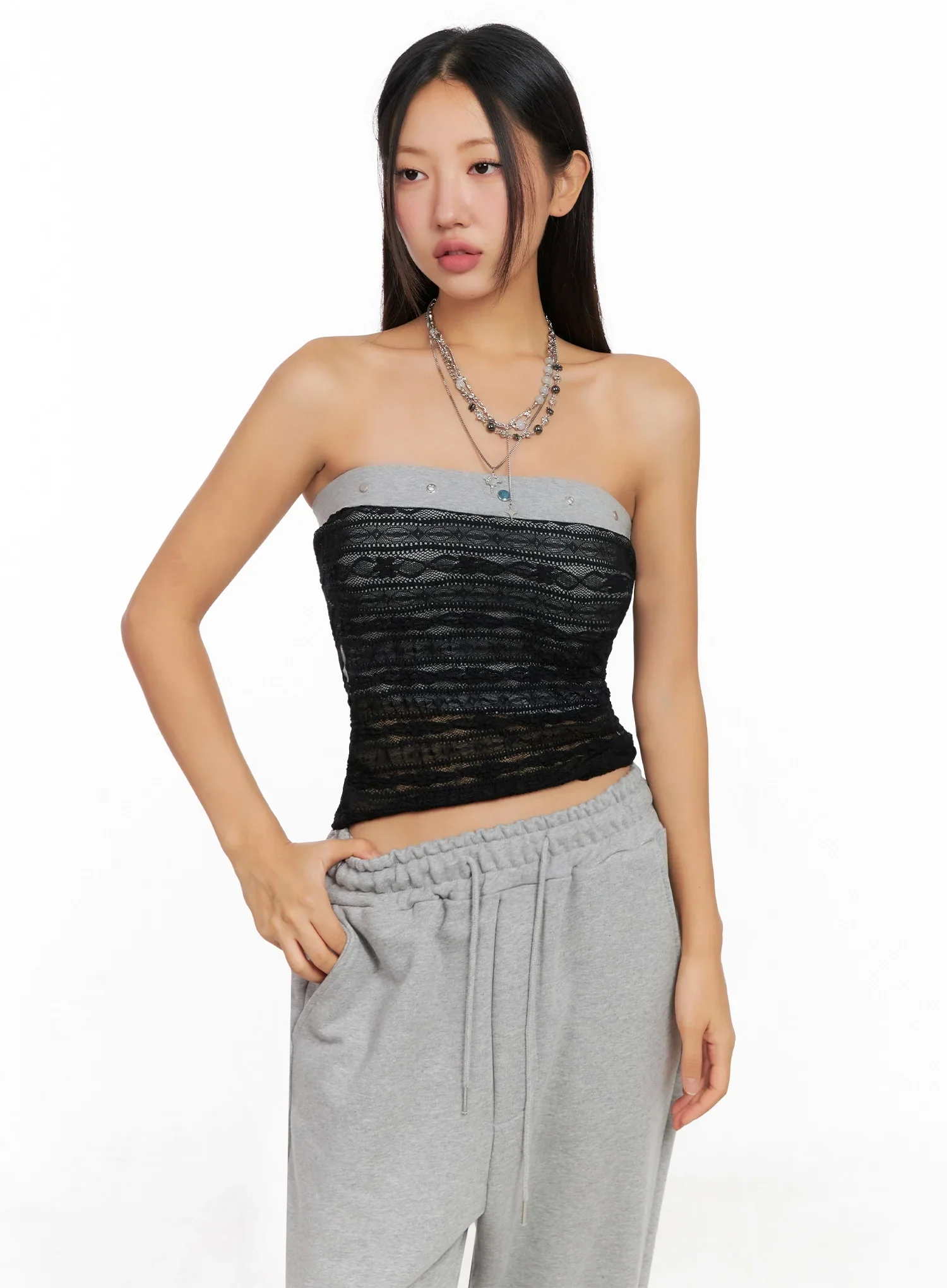 Studded Lace Tube Top IG528 - Image 12