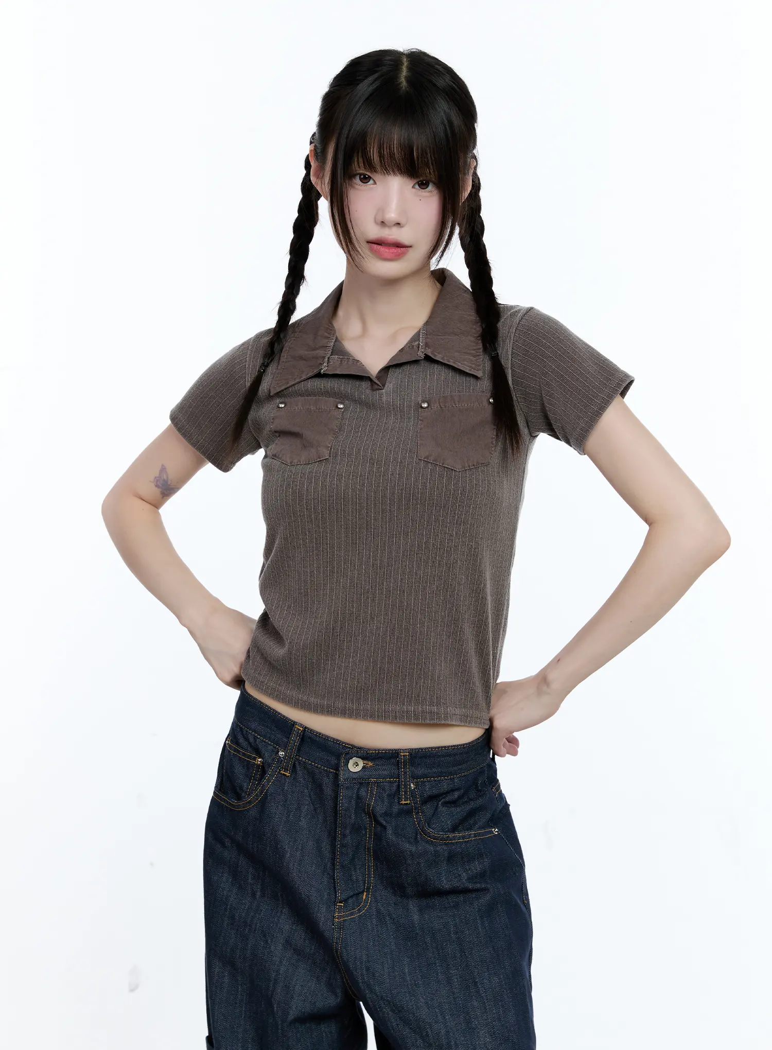 Studded Pocket Collared Tee CG511 - Image 8