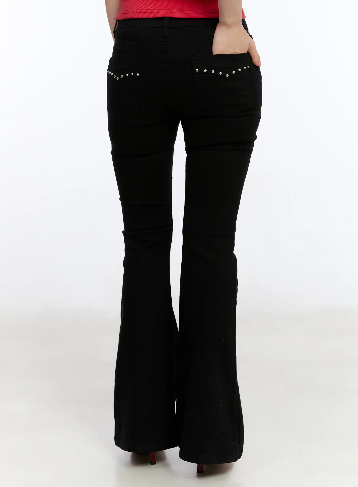 Studded Pocket Hip Pad Bootcut Pants CA507