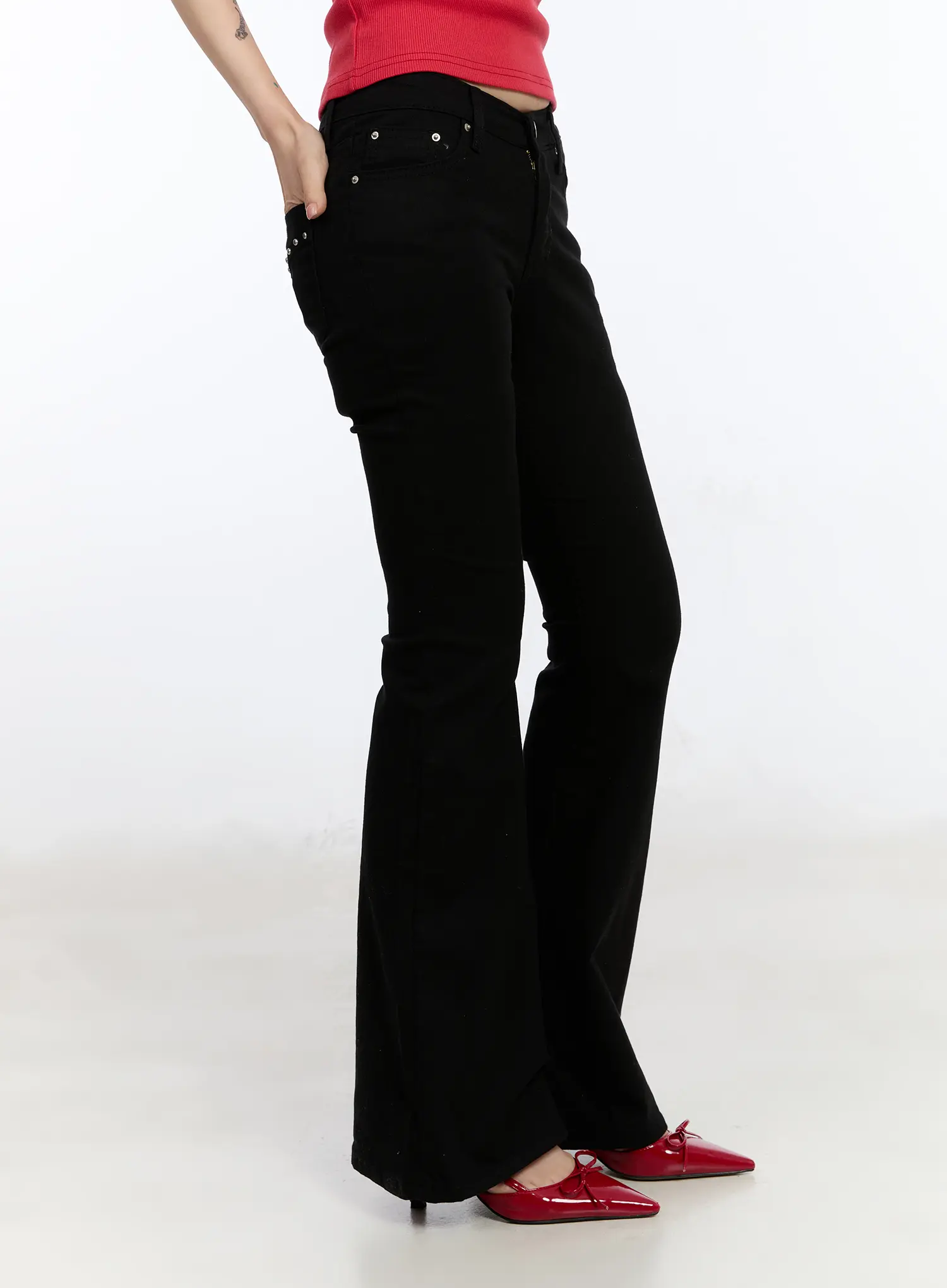 Studded Pocket Hip Pad Bootcut Pants CA507 - Image 7