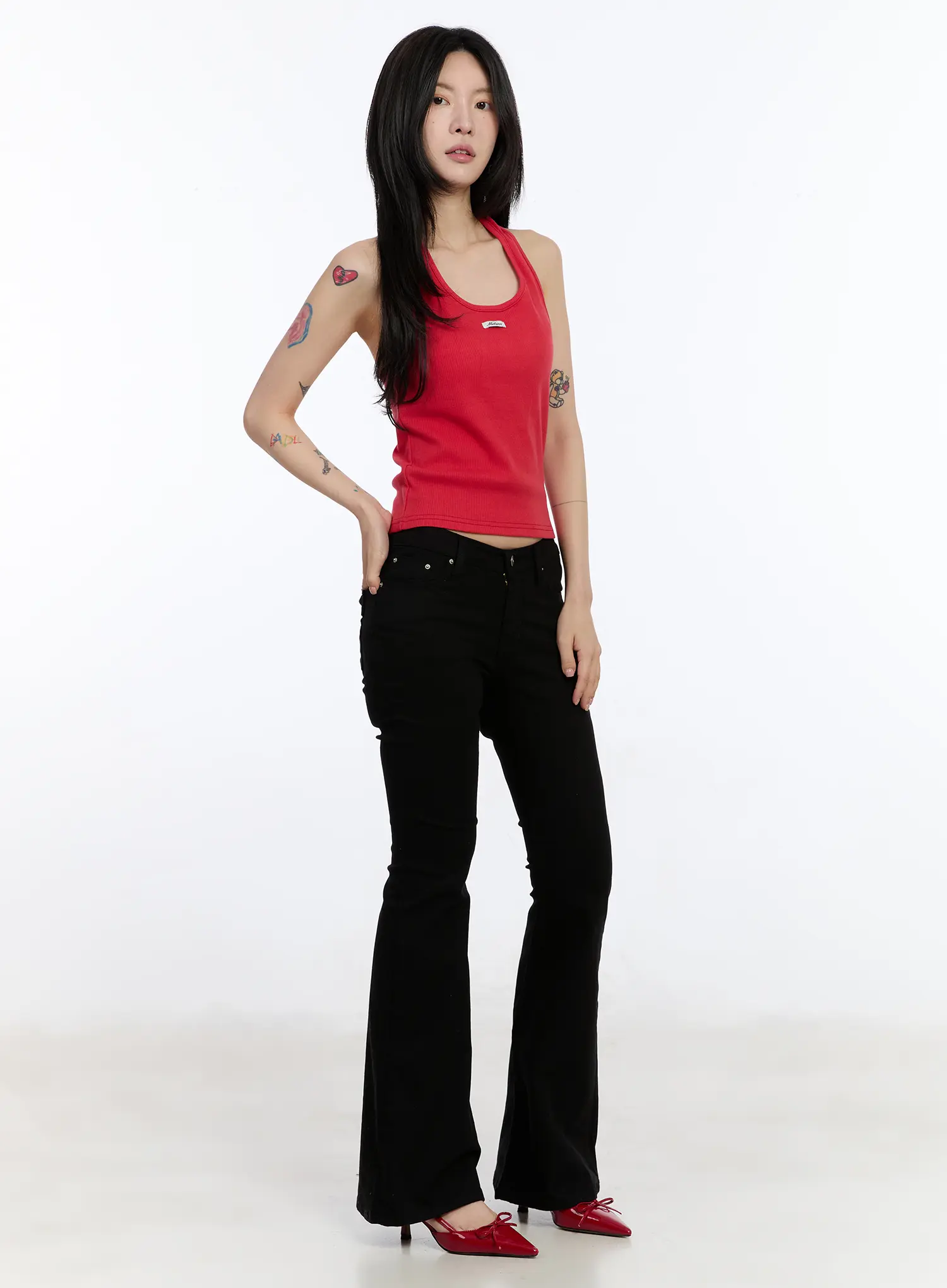 Studded Pocket Hip Pad Bootcut Pants CA507 - Image 8