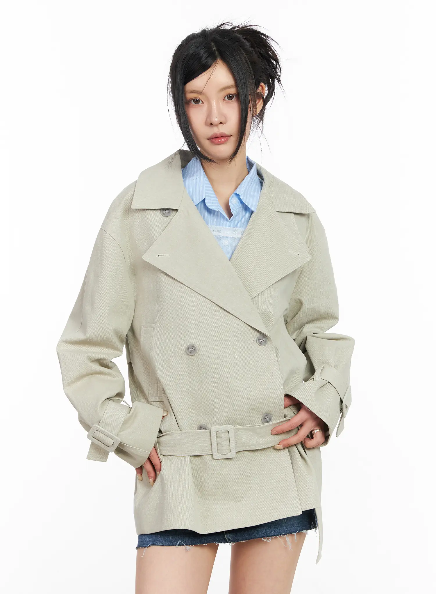 Stylish Belted Trench Coat CM516 - Image 2