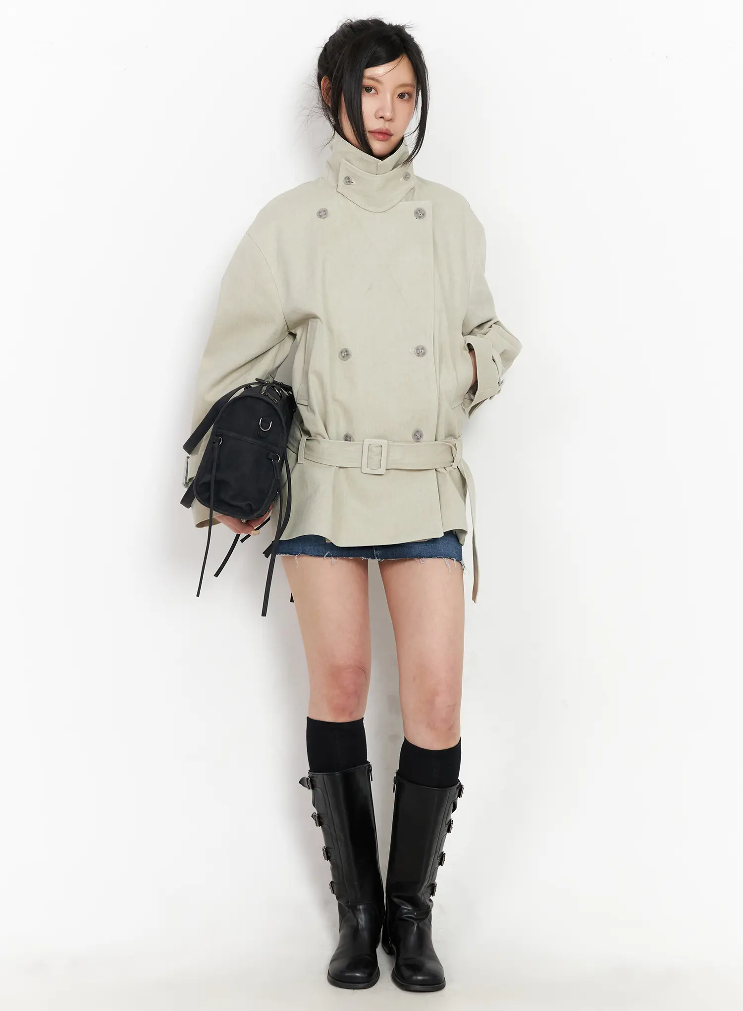 Stylish Belted Trench Coat CM516 - Image 3
