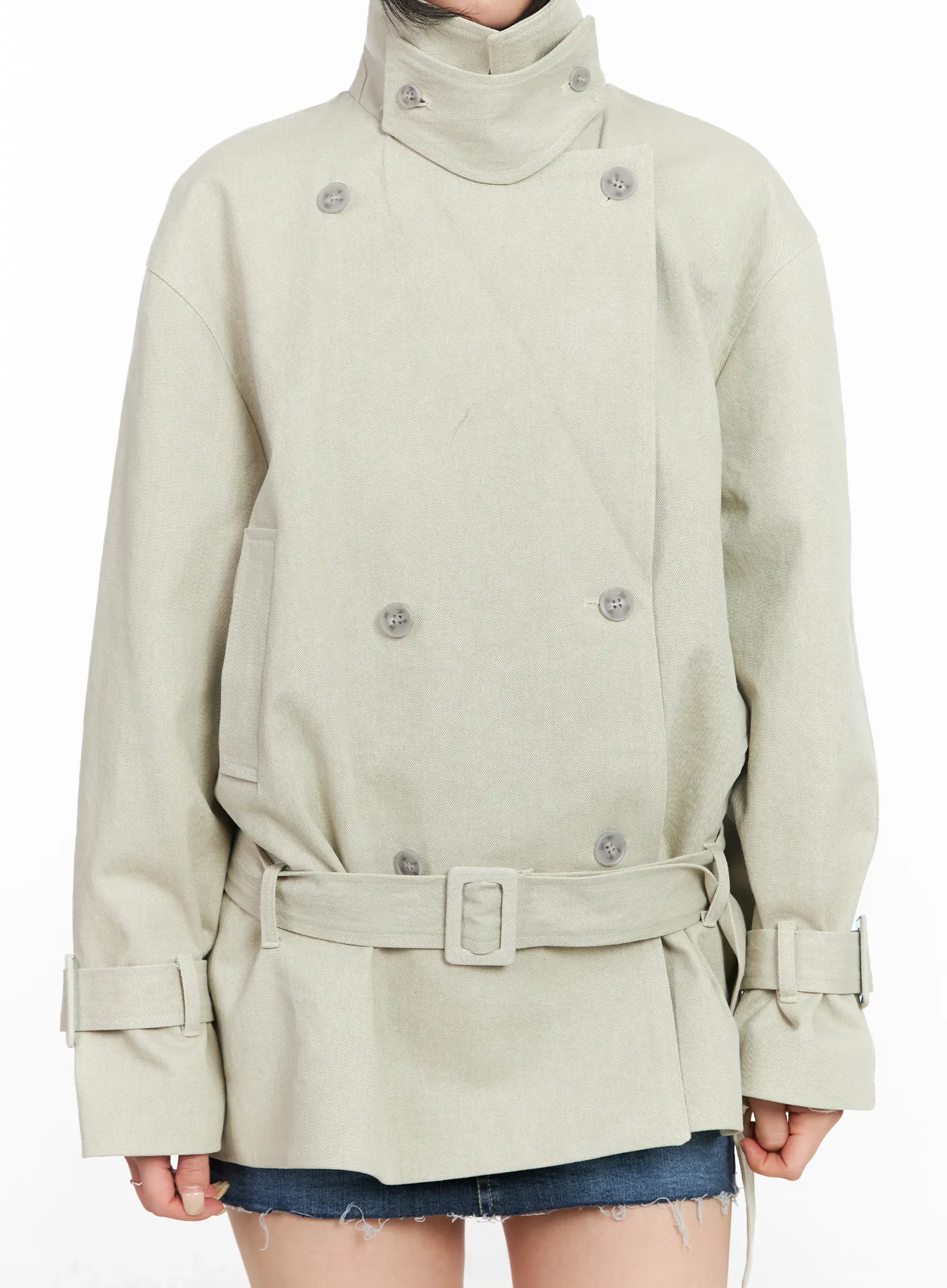Stylish Belted Trench Coat CM516 - Image 6