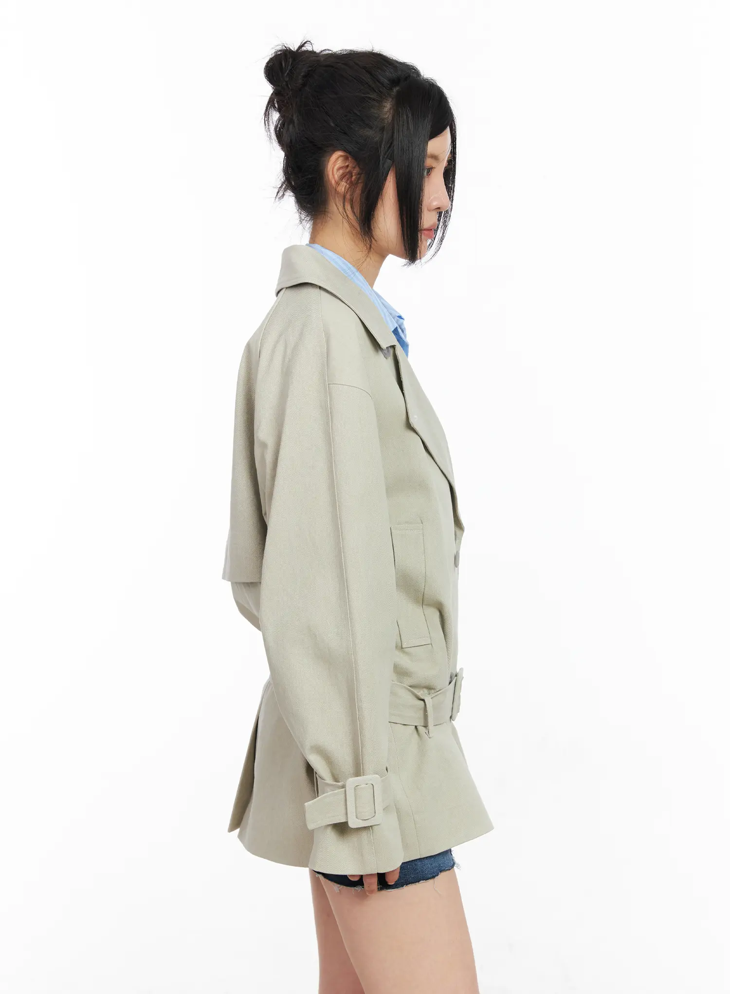 Stylish Belted Trench Coat CM516 - Image 9