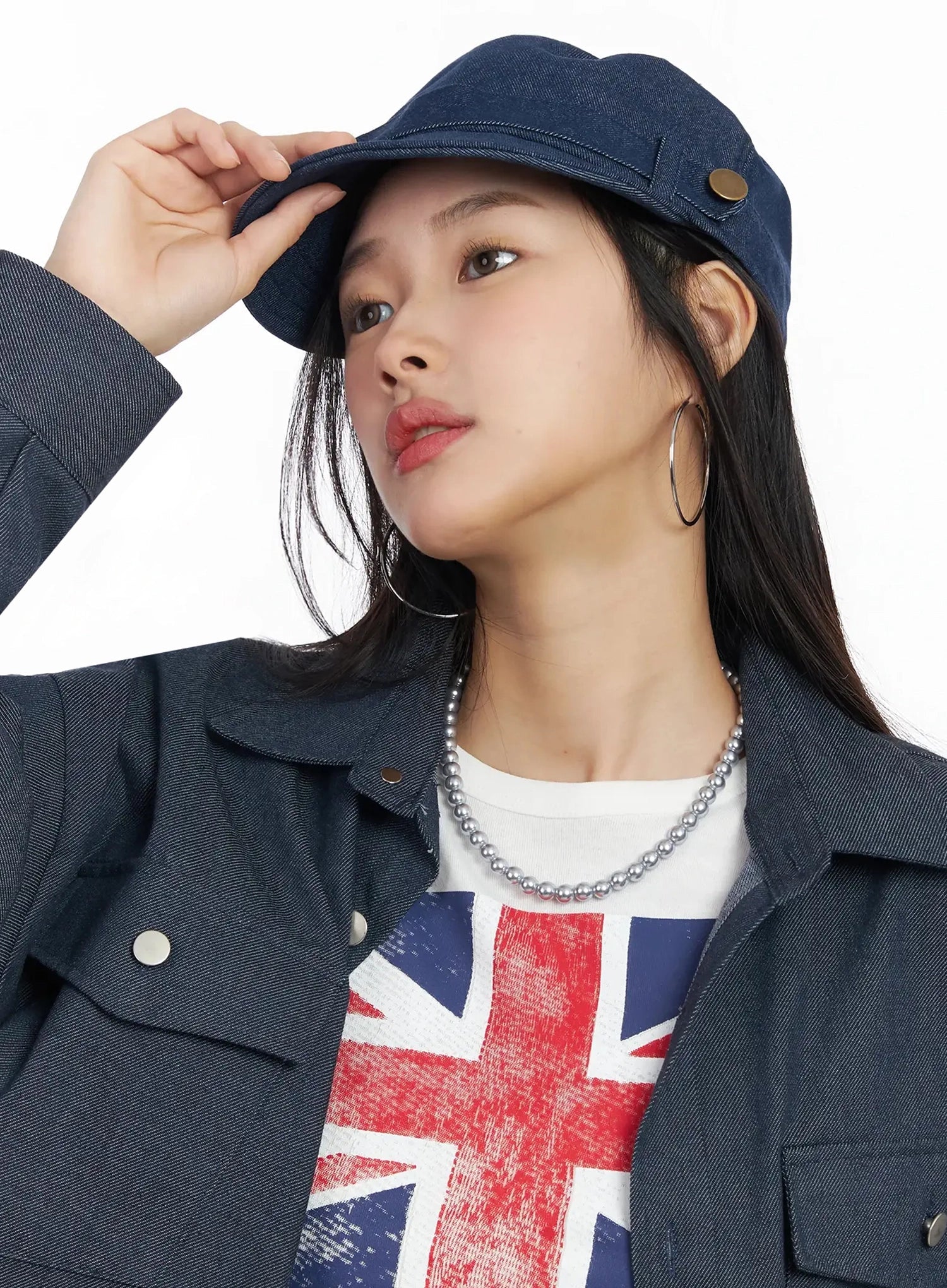 Stylish Denim Button Military Cap IM530