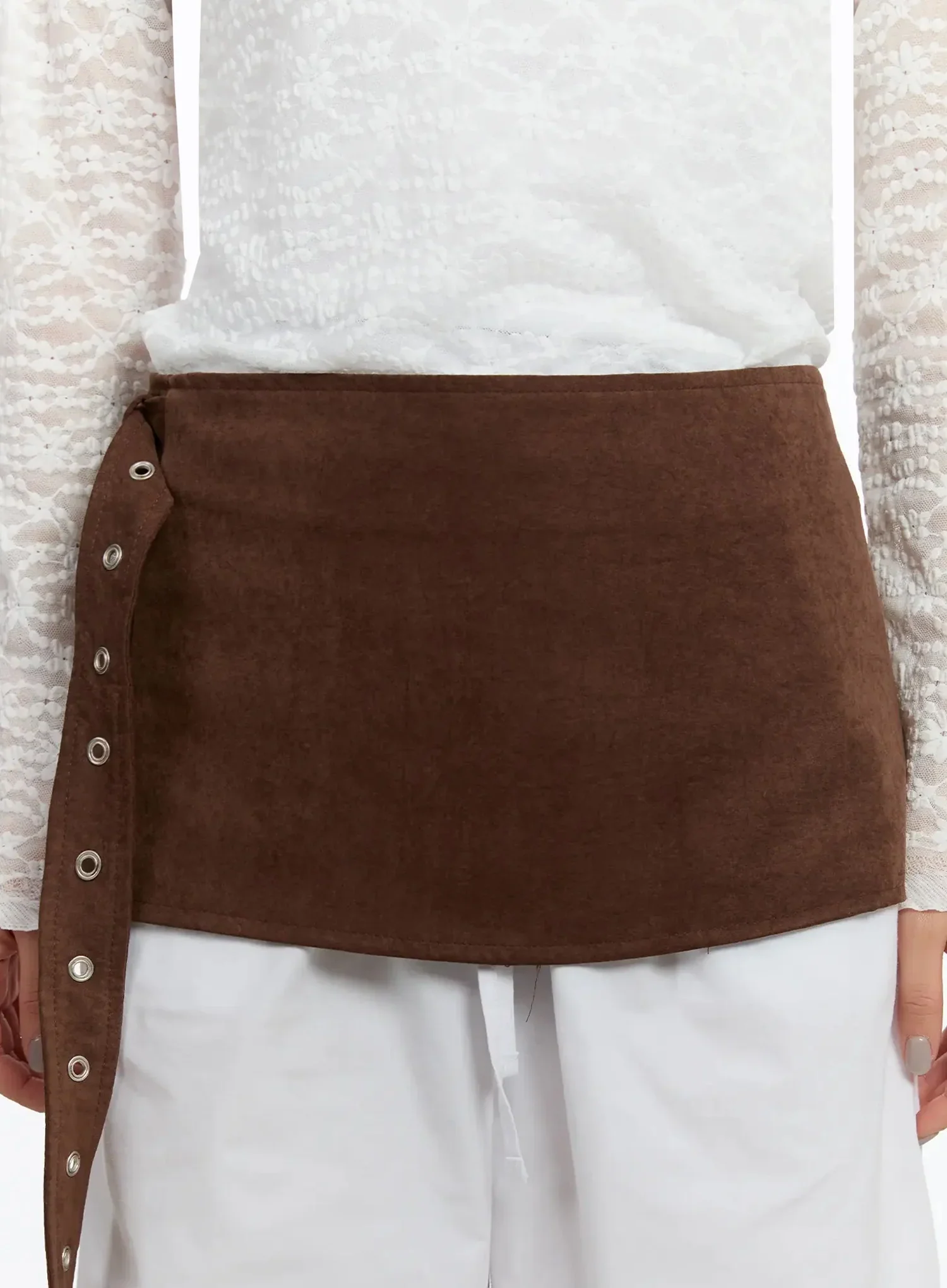 Suede Wrap Belt Skirt IM509