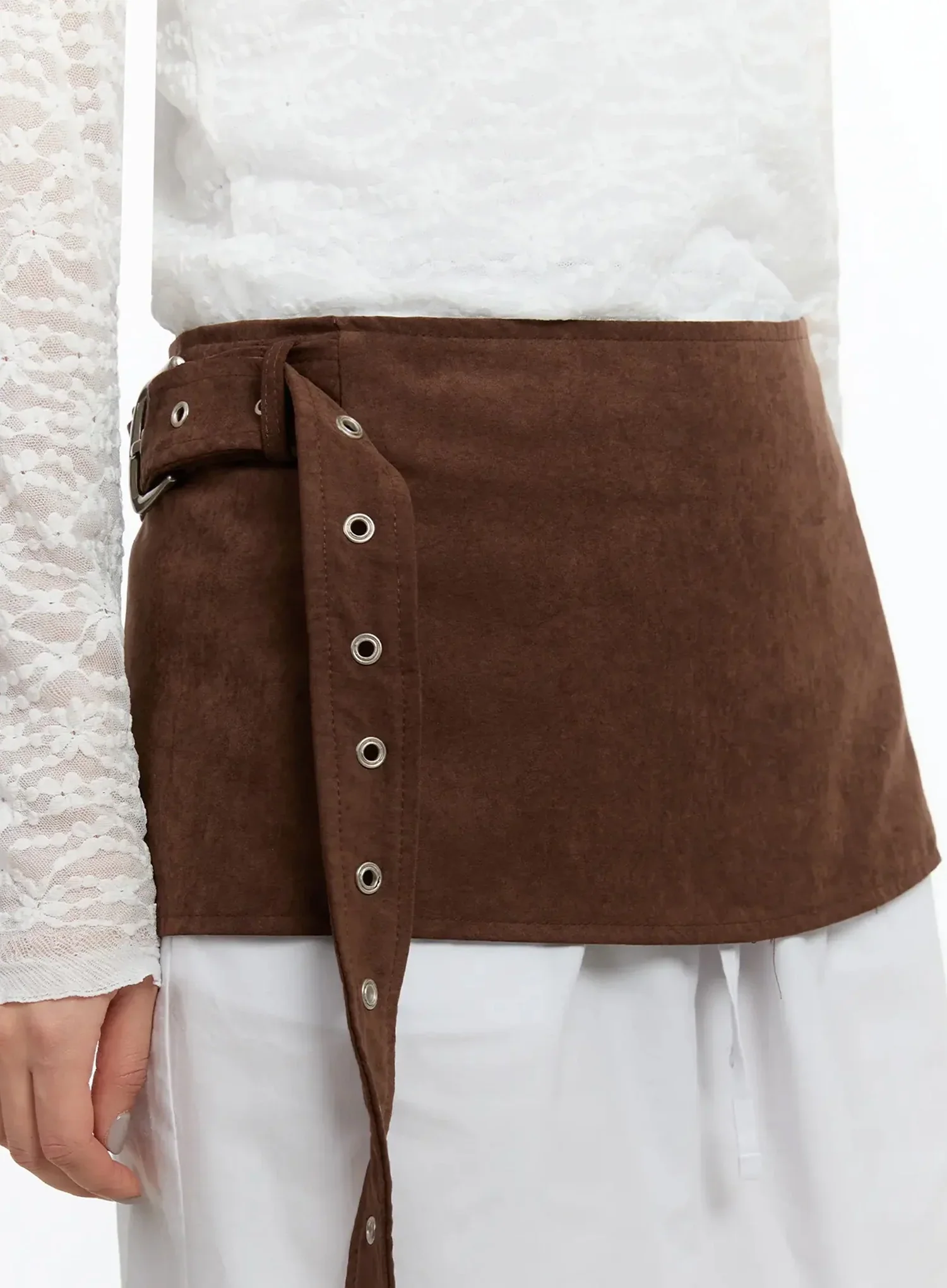 Suede Wrap Belt Skirt IM509 - Image 4