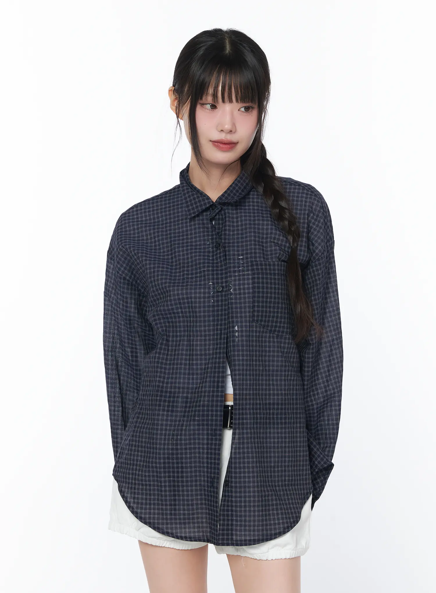Summer Checkered Button-Up Shirt CA528 - Image 2