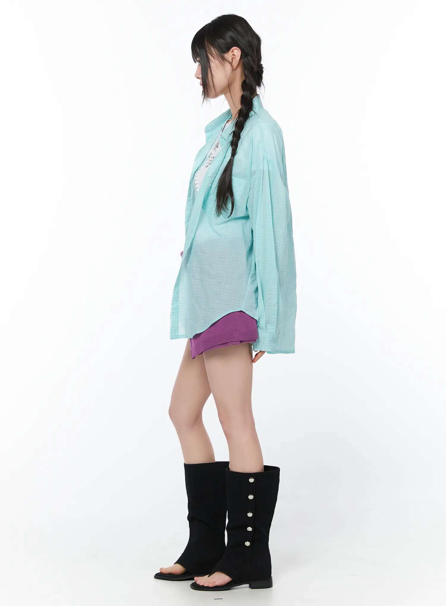 Summer Checkered Button-Up Shirt CA528 - Image 7