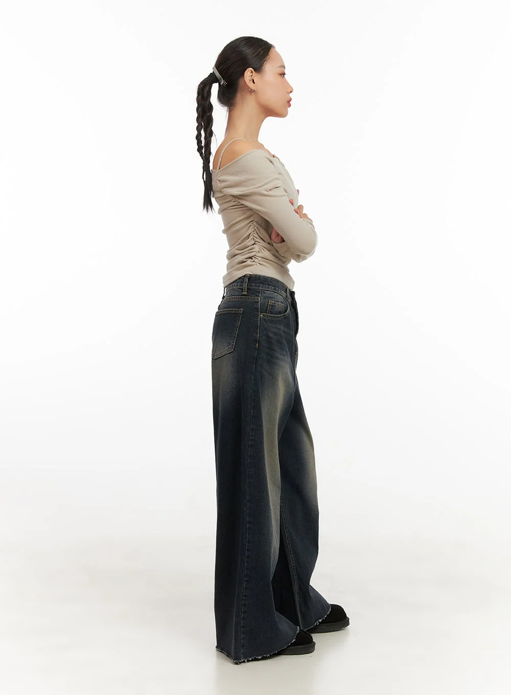 Tasha Low Waist Washed Wide Leg Jeans CD410 - Image 3