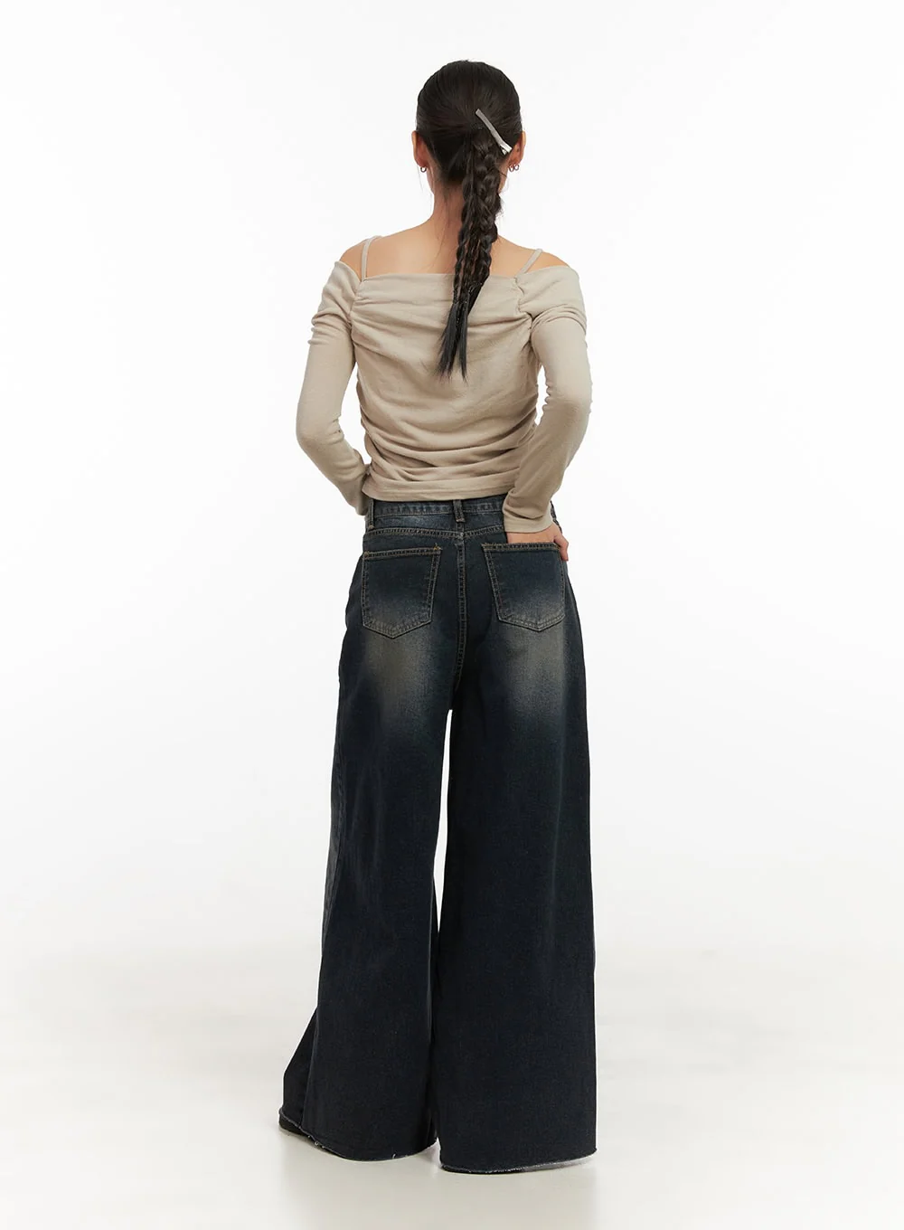 Tasha Low Waist Washed Wide Leg Jeans CD410 - Image 5