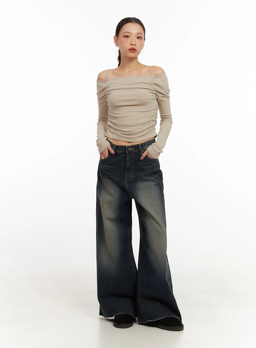 Tasha Low Waist Washed Wide Leg Jeans CD410 - Image 7