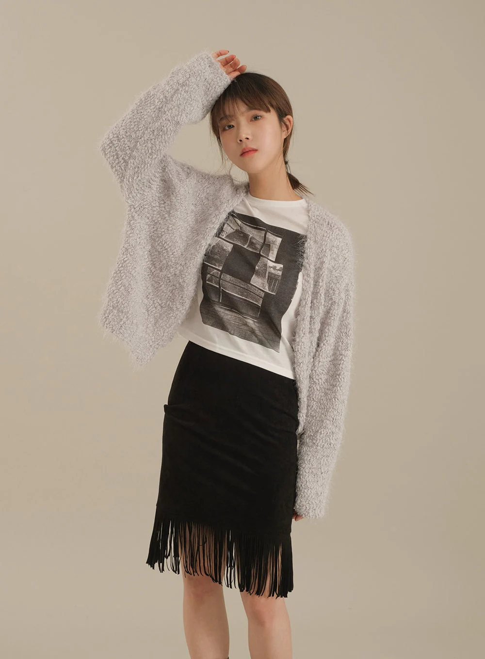 Tassel Hem Knee Length Skirt - Image 11