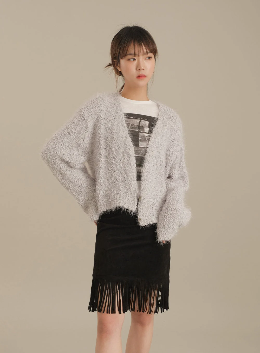 Tassel Hem Knee Length Skirt - Image 14