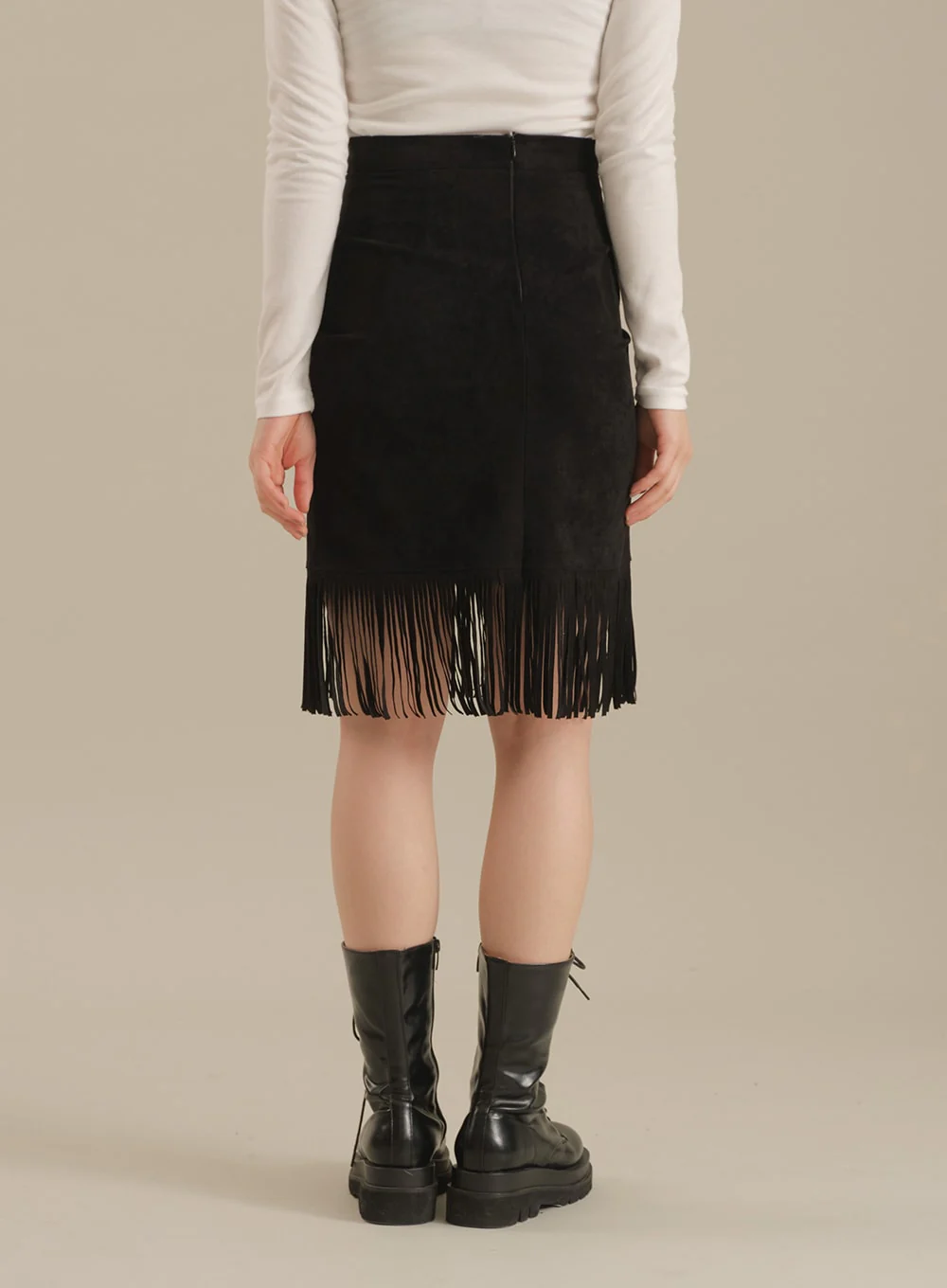 Tassel Hem Knee Length Skirt - Image 6