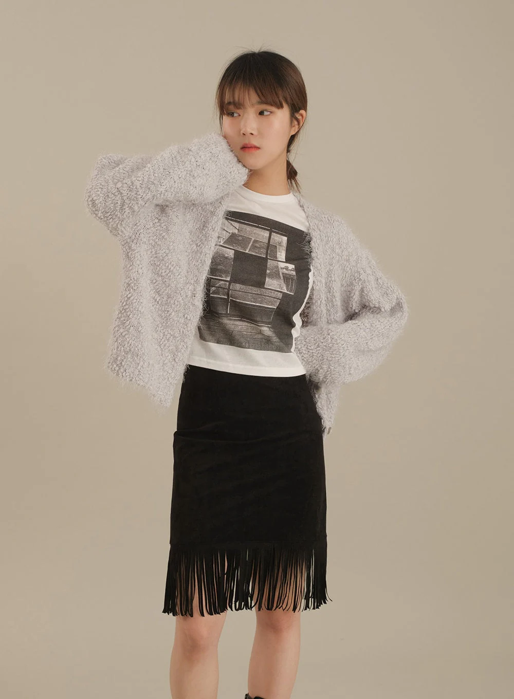 Tassel Hem Knee Length Skirt - Image 7