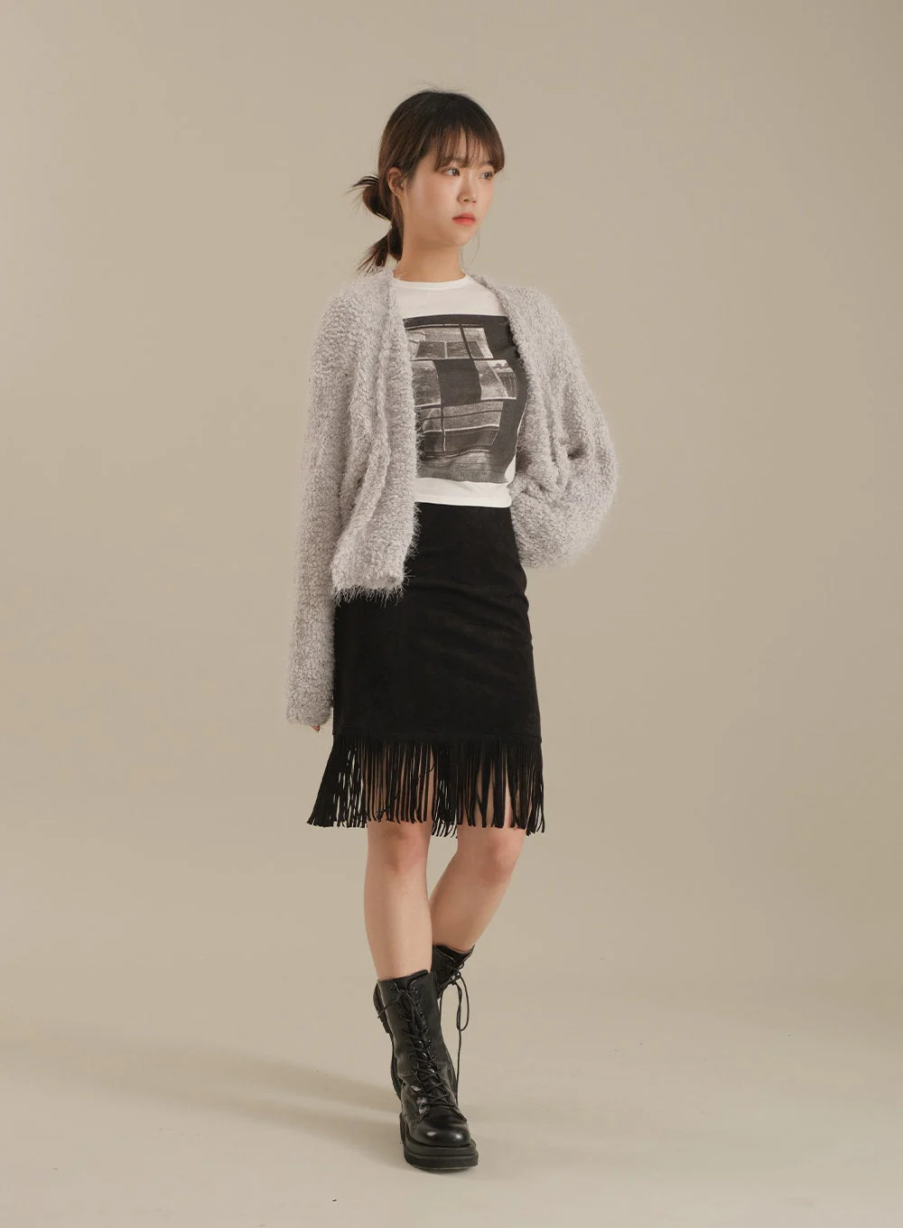Tassel Hem Knee Length Skirt - Image 9