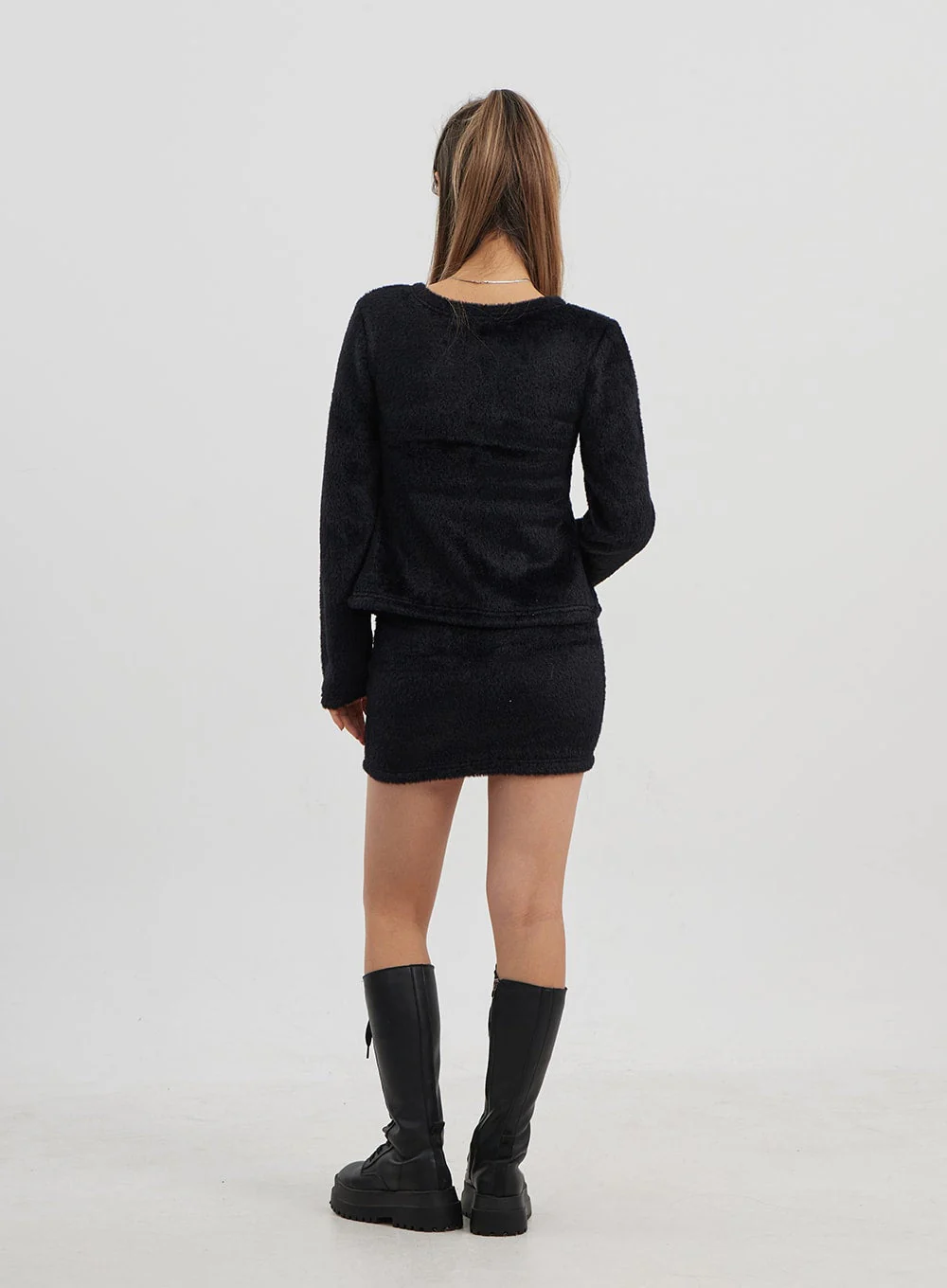 Teddy Cardigan Tube Top And Mini Skirt Set CJ325 - Image 12