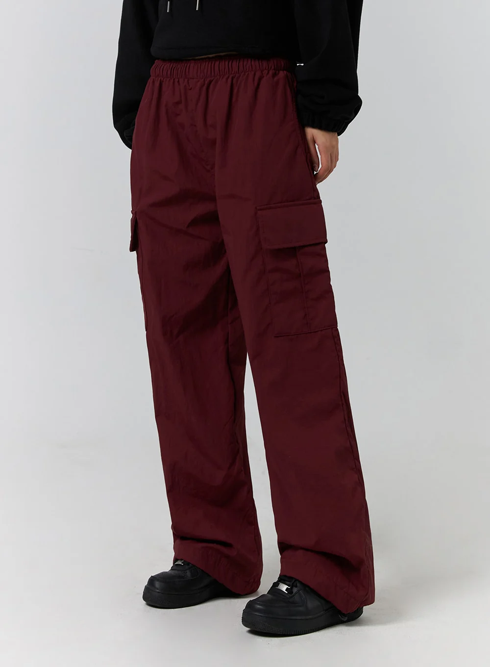 Terry Middle Waist Solid Pocket Cargo Pants (UNISEX) CD329 - Image 5