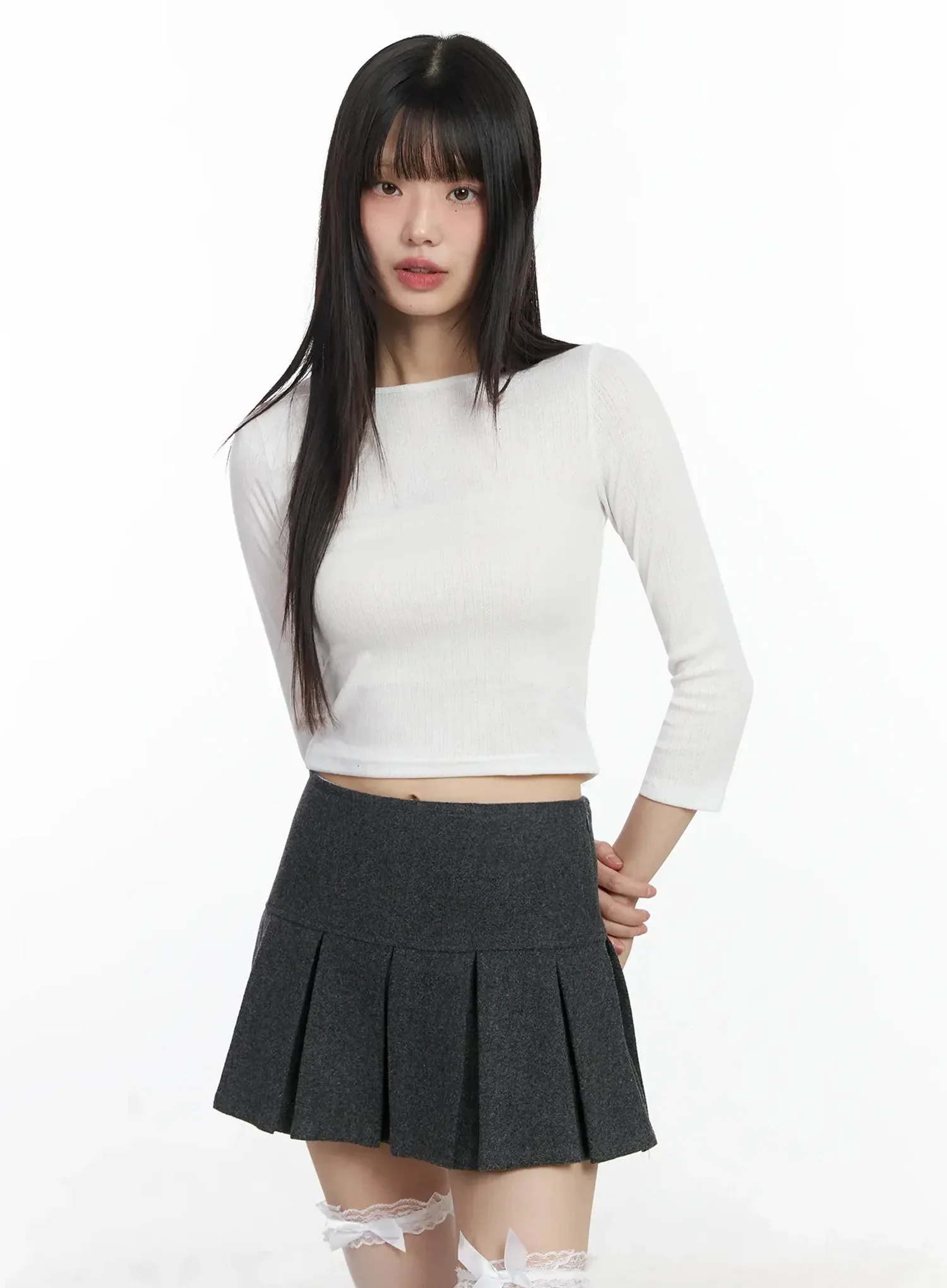 Textured 3/4 Sleeve Top F516 - Image 2