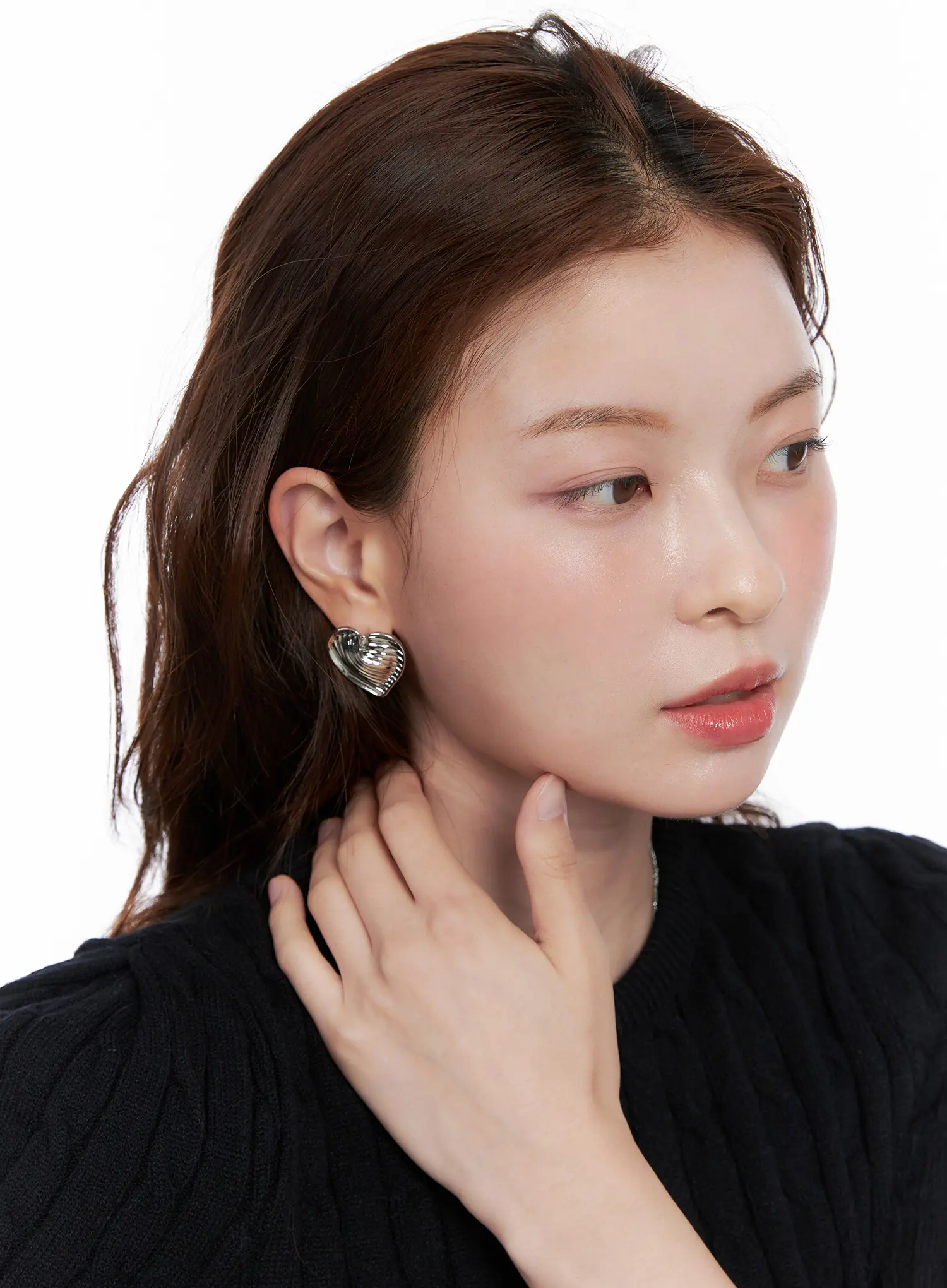 Textured Heart Earrings CG521 - Image 2