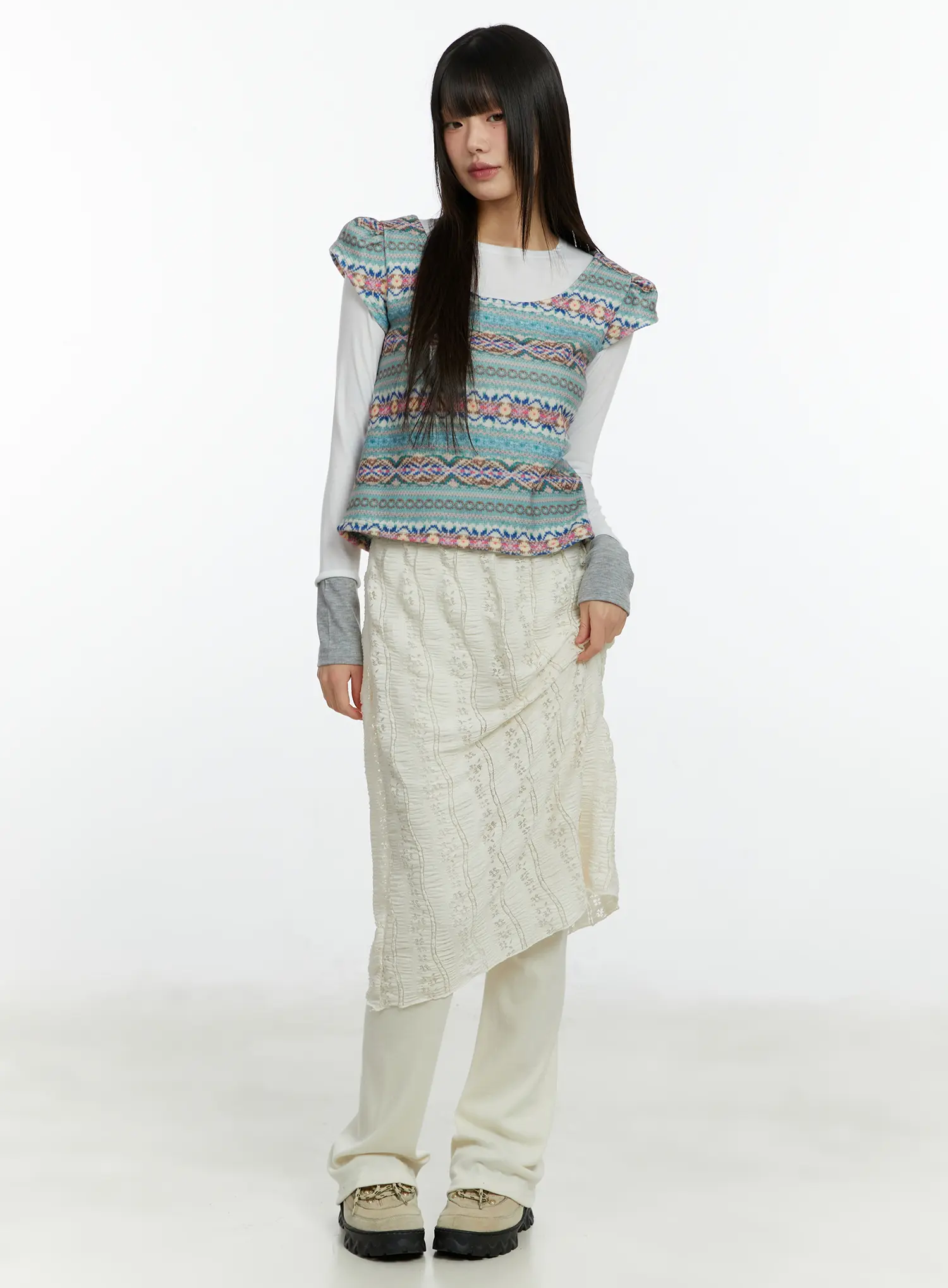 Textured Maxi Skirt Pants CF509 - Image 5