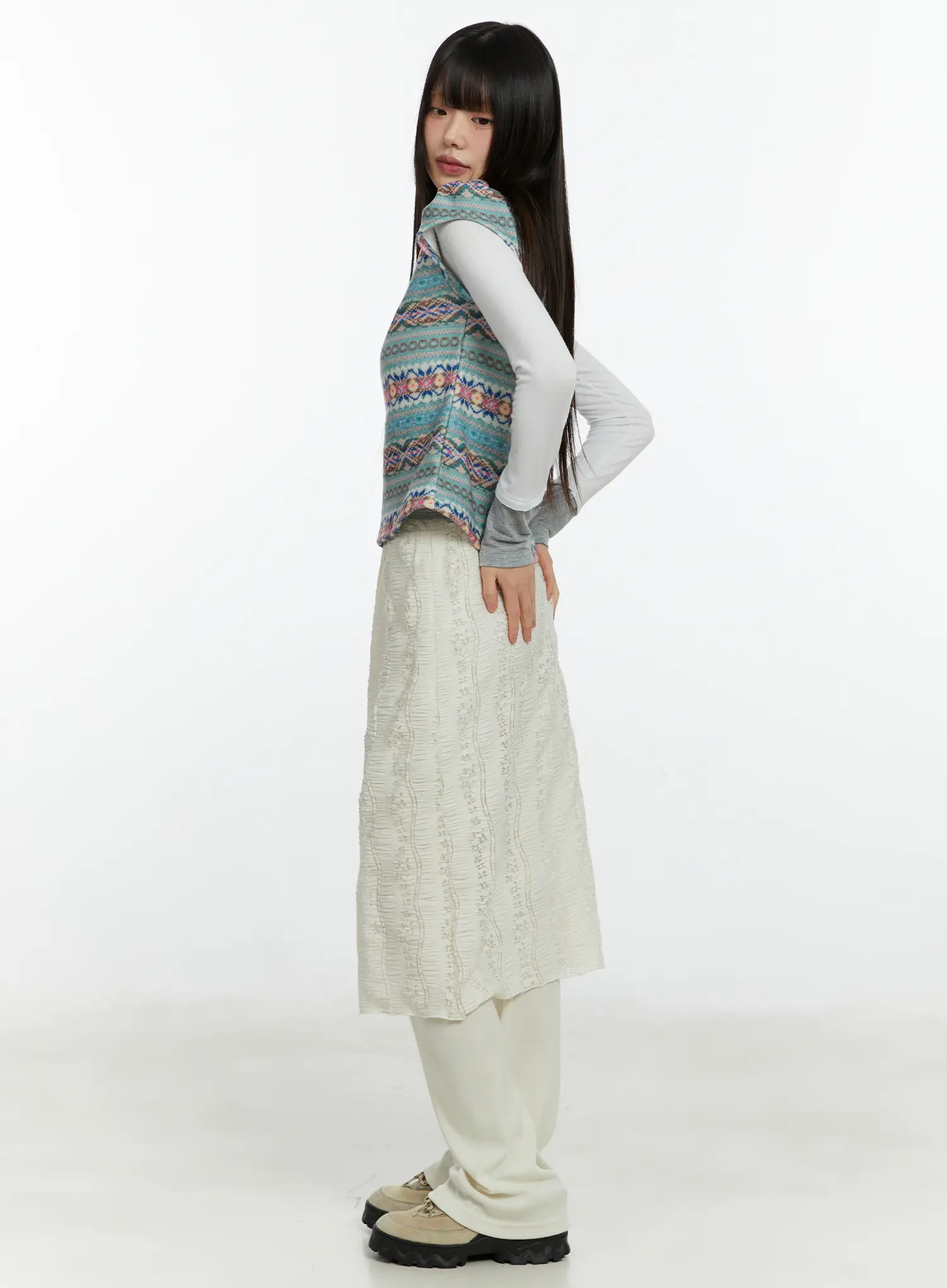 Textured Maxi Skirt Pants CF509 - Image 6