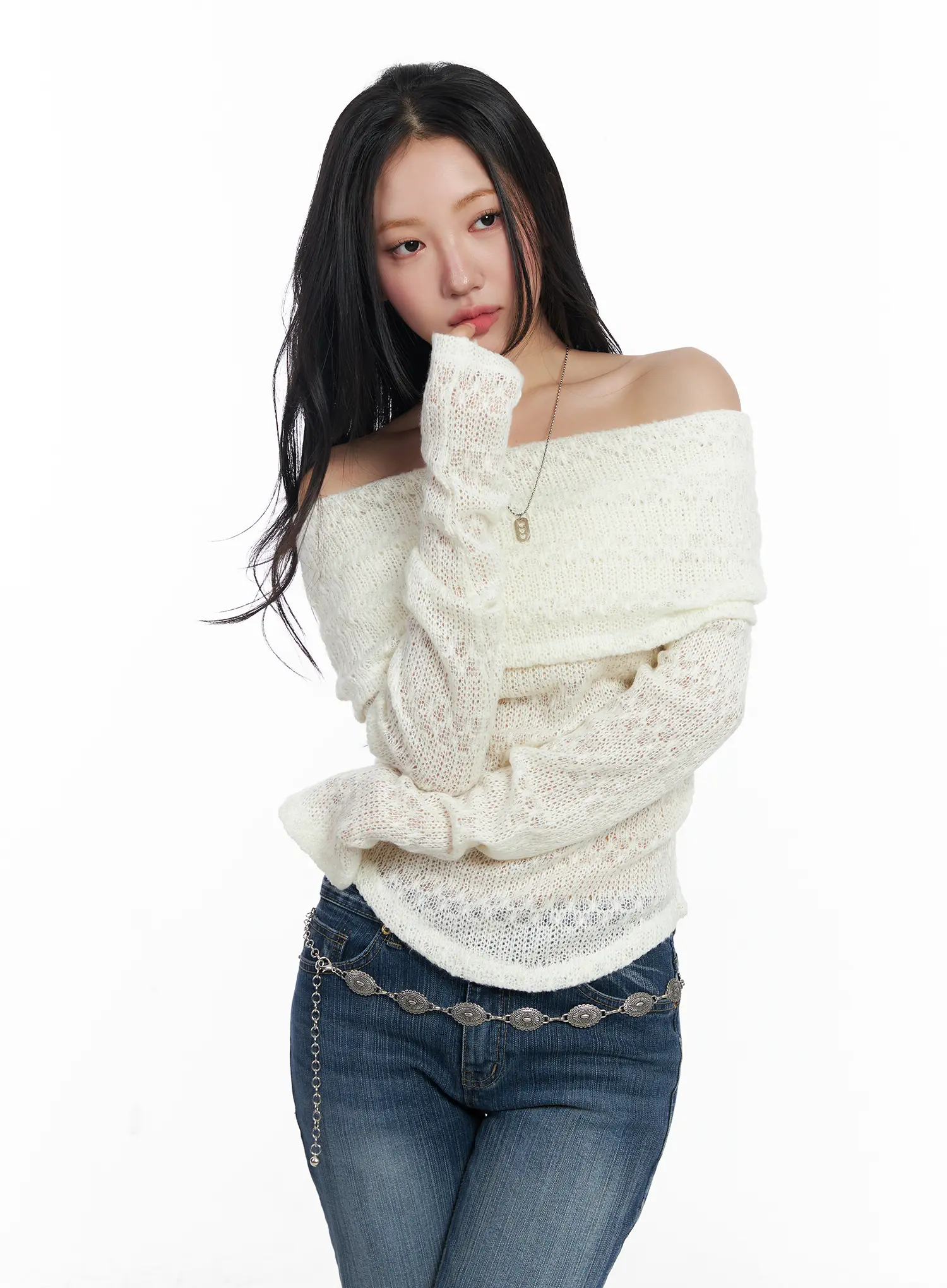 Textured Off-Shoulder Knit Top CJ514 - Image 8