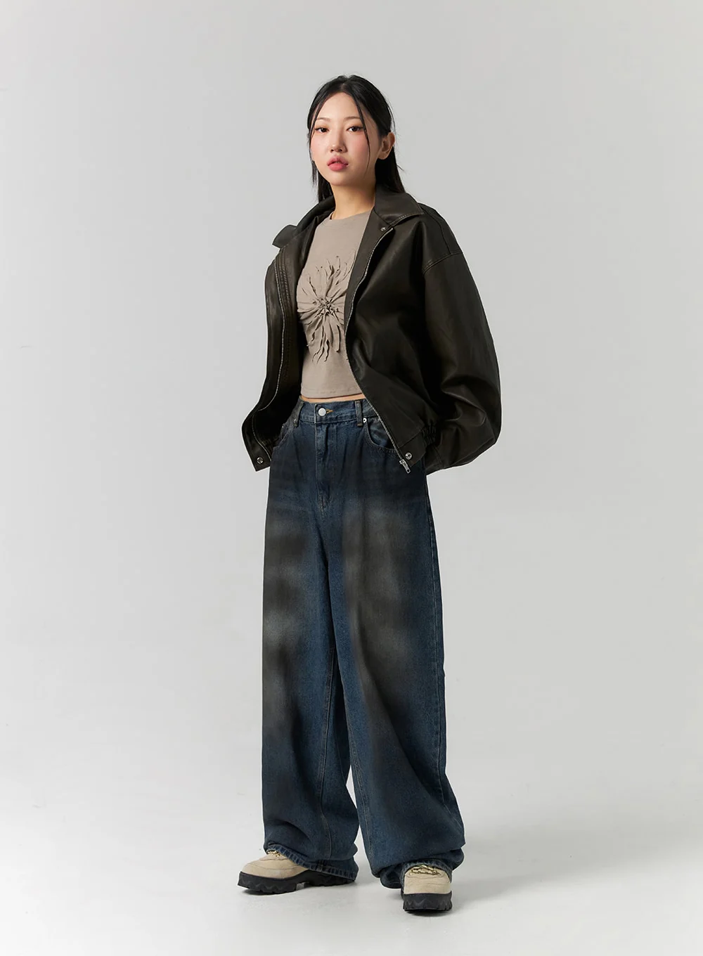 Tie-Dye Washed Wide Leg Jeans CS320 - Image 11
