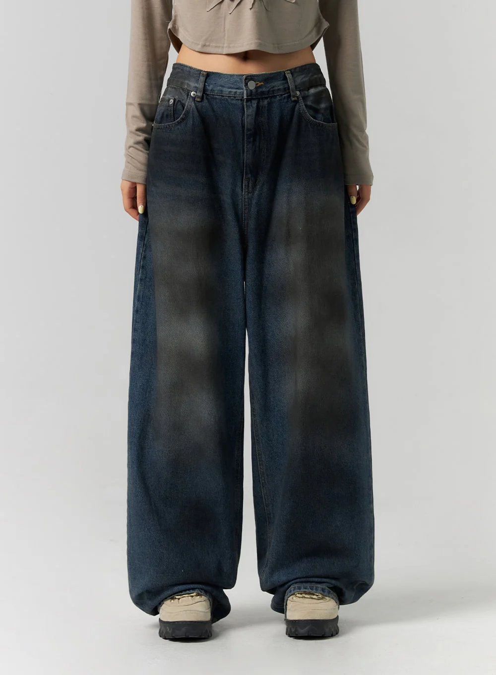Tie-Dye Washed Wide Leg Jeans CS320 - Image 2