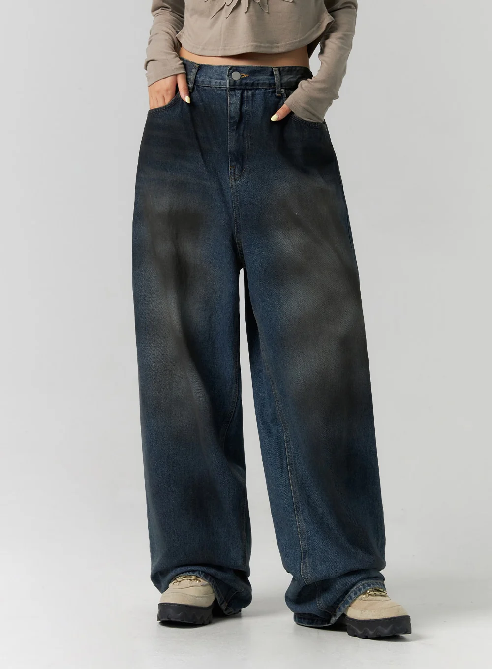 Tie-Dye Washed Wide Leg Jeans CS320 - Image 5