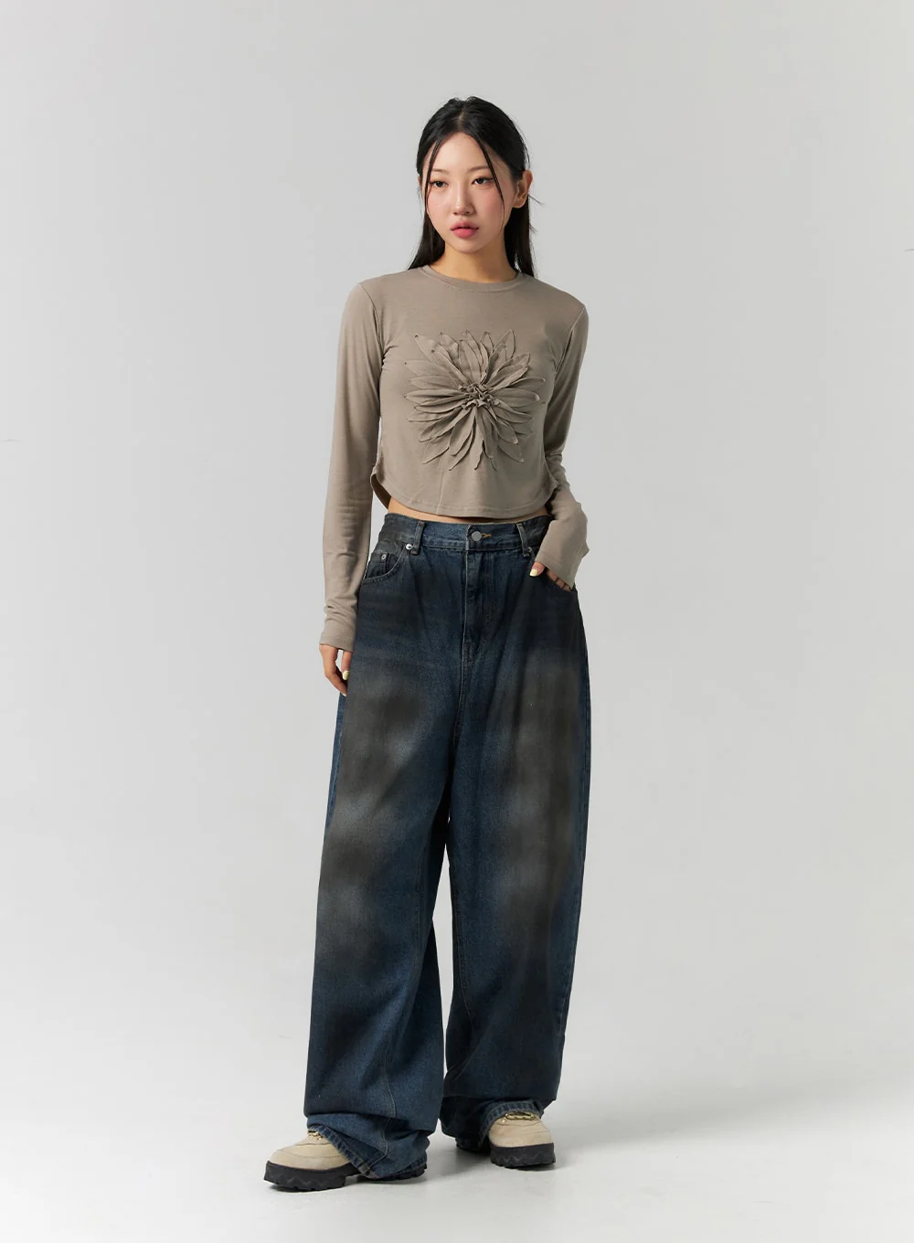 Tie-Dye Washed Wide Leg Jeans CS320 - Image 7