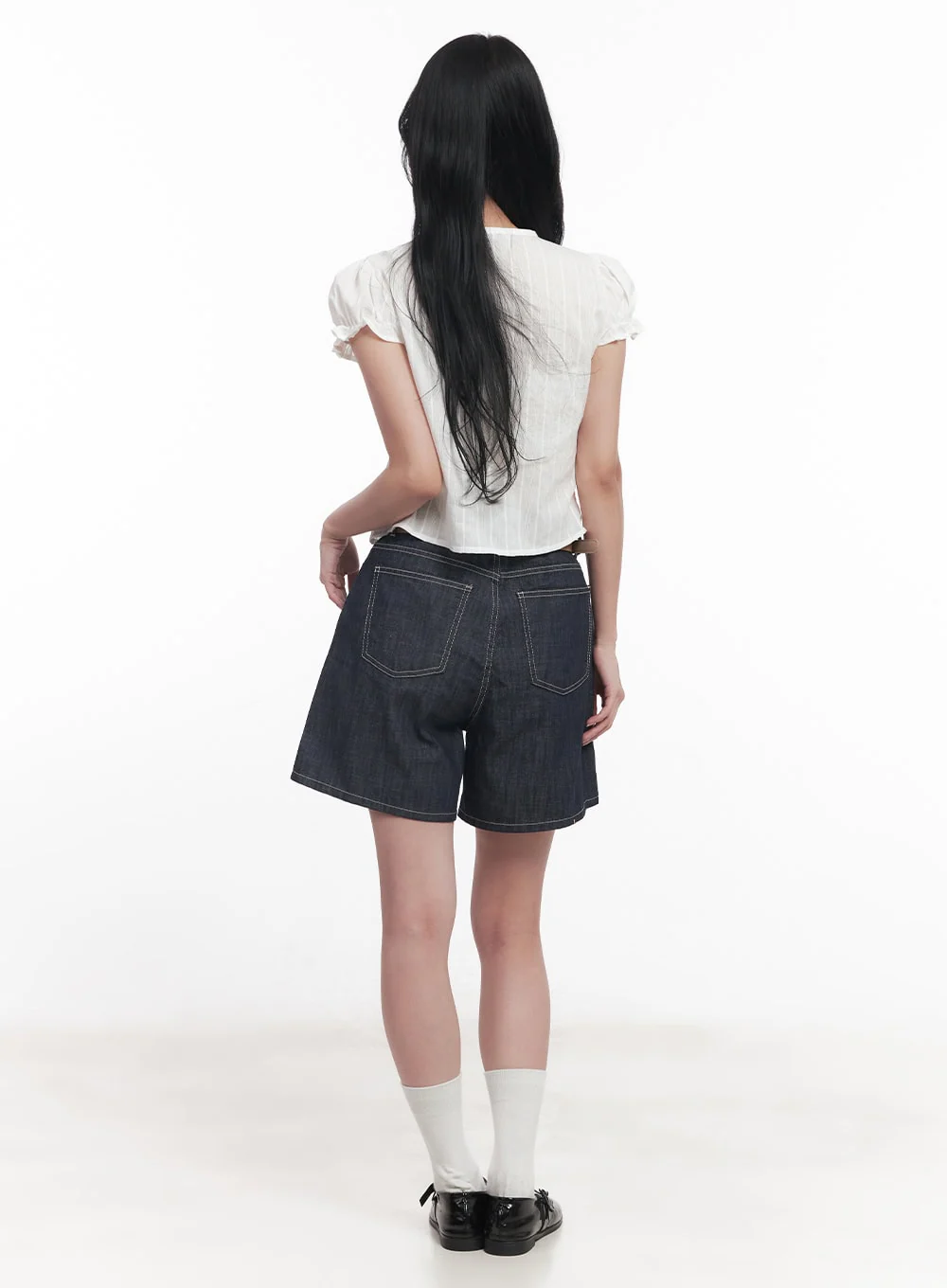 Tie Puff-Sleeve Crop Blouse Top CY526 - Image 4