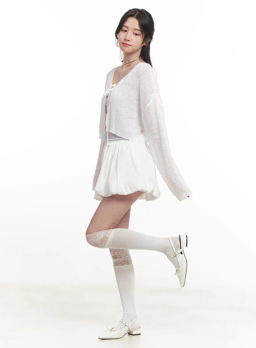 Tie-Up Cropped Cardigan CA510 - Image 3