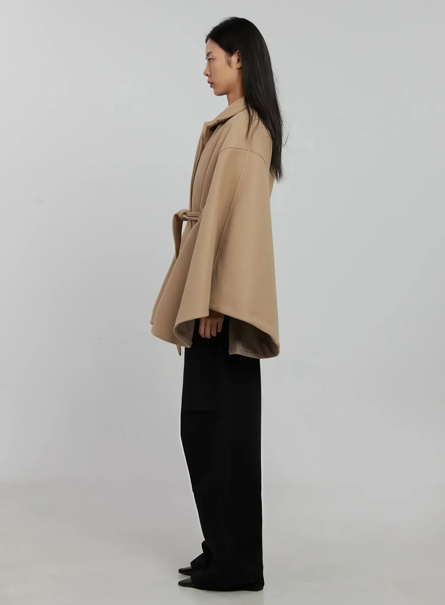 Tie Waist Cape Coat IJ509 - Image 11