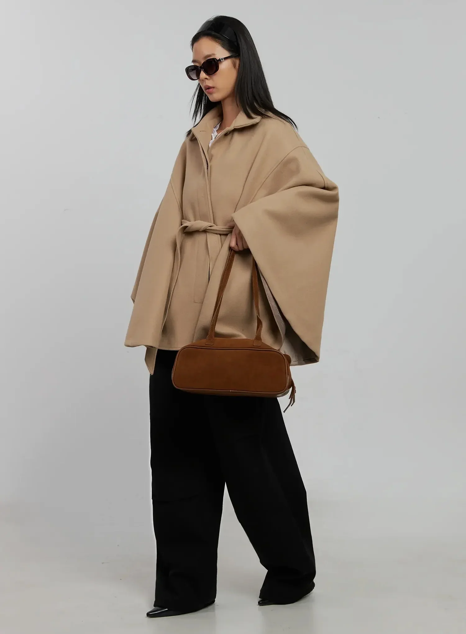 Tie Waist Cape Coat IJ509 - Image 14