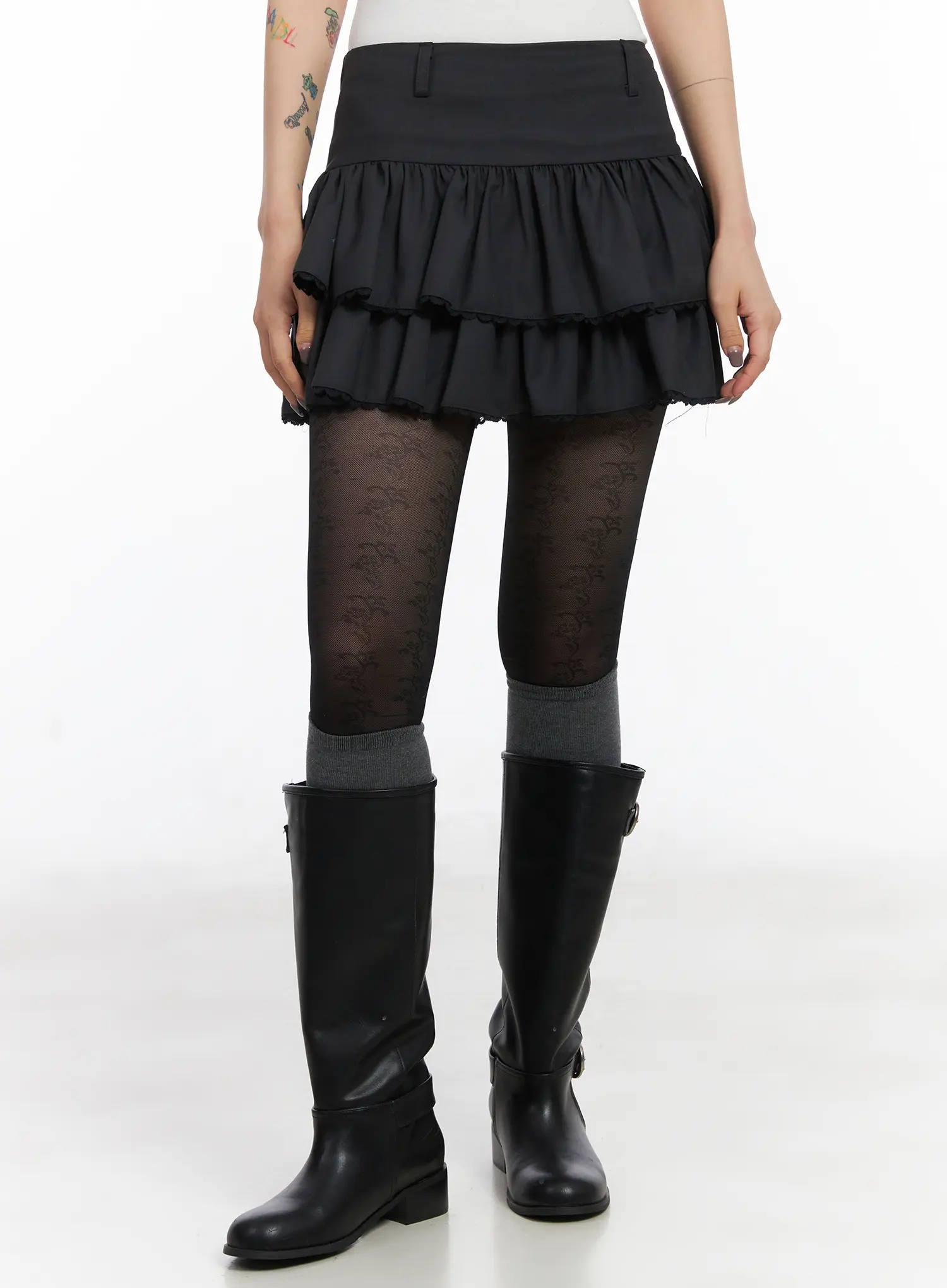 Tiered Lace Ruffle Mini Skirt CD505