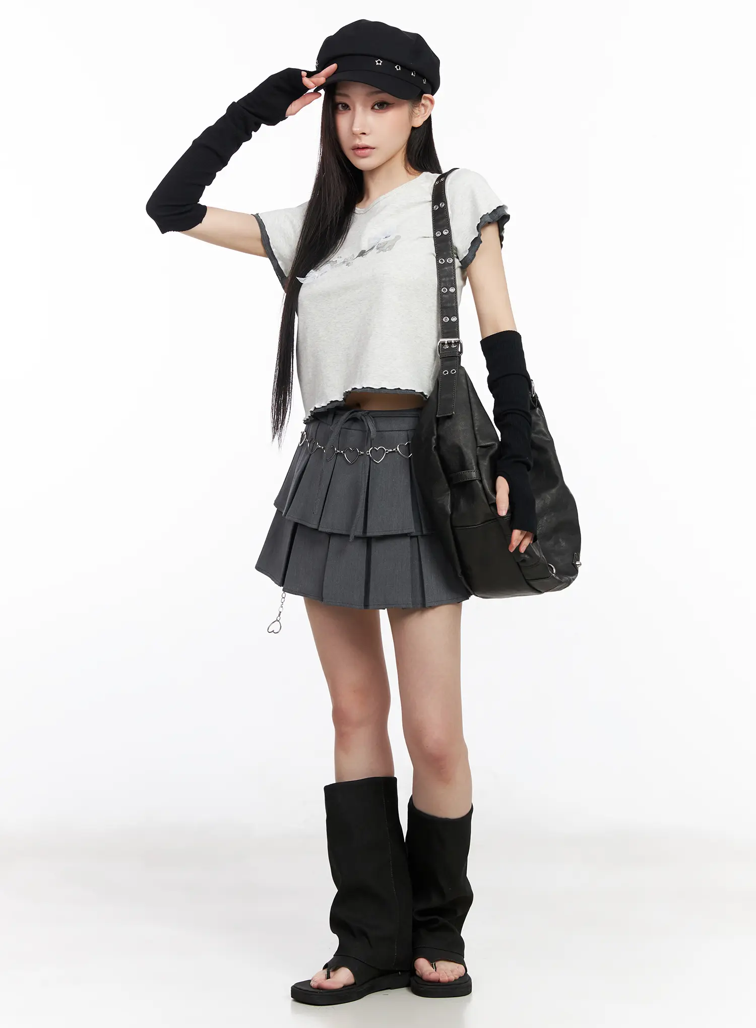 Tiered Pleated Mini Skirt CM518