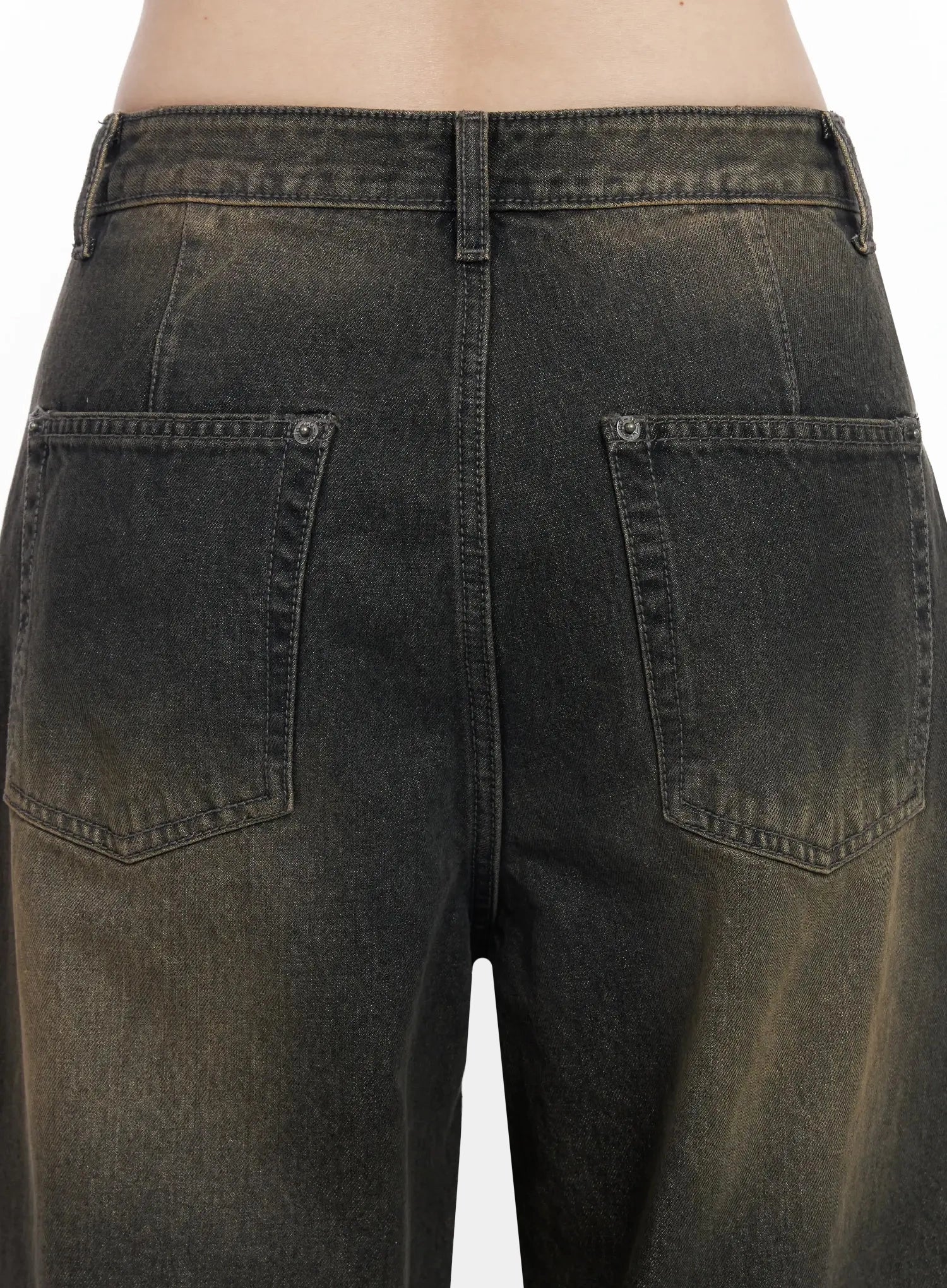 Tracey Vintage Black Washed Wide Leg Jeans IJ528 - Image 14