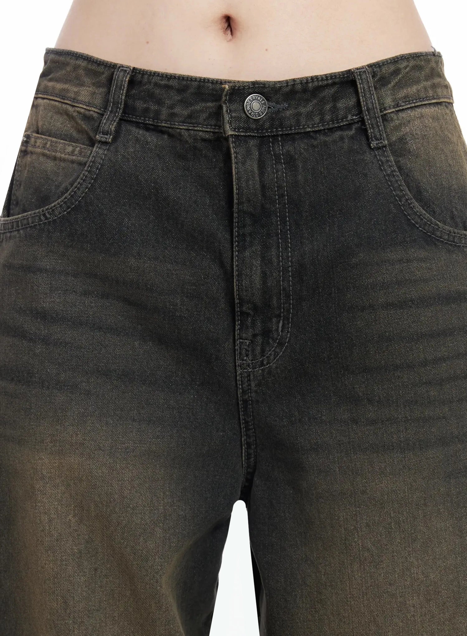 Tracey Vintage Black Washed Wide Leg Jeans IJ528 - Image 4
