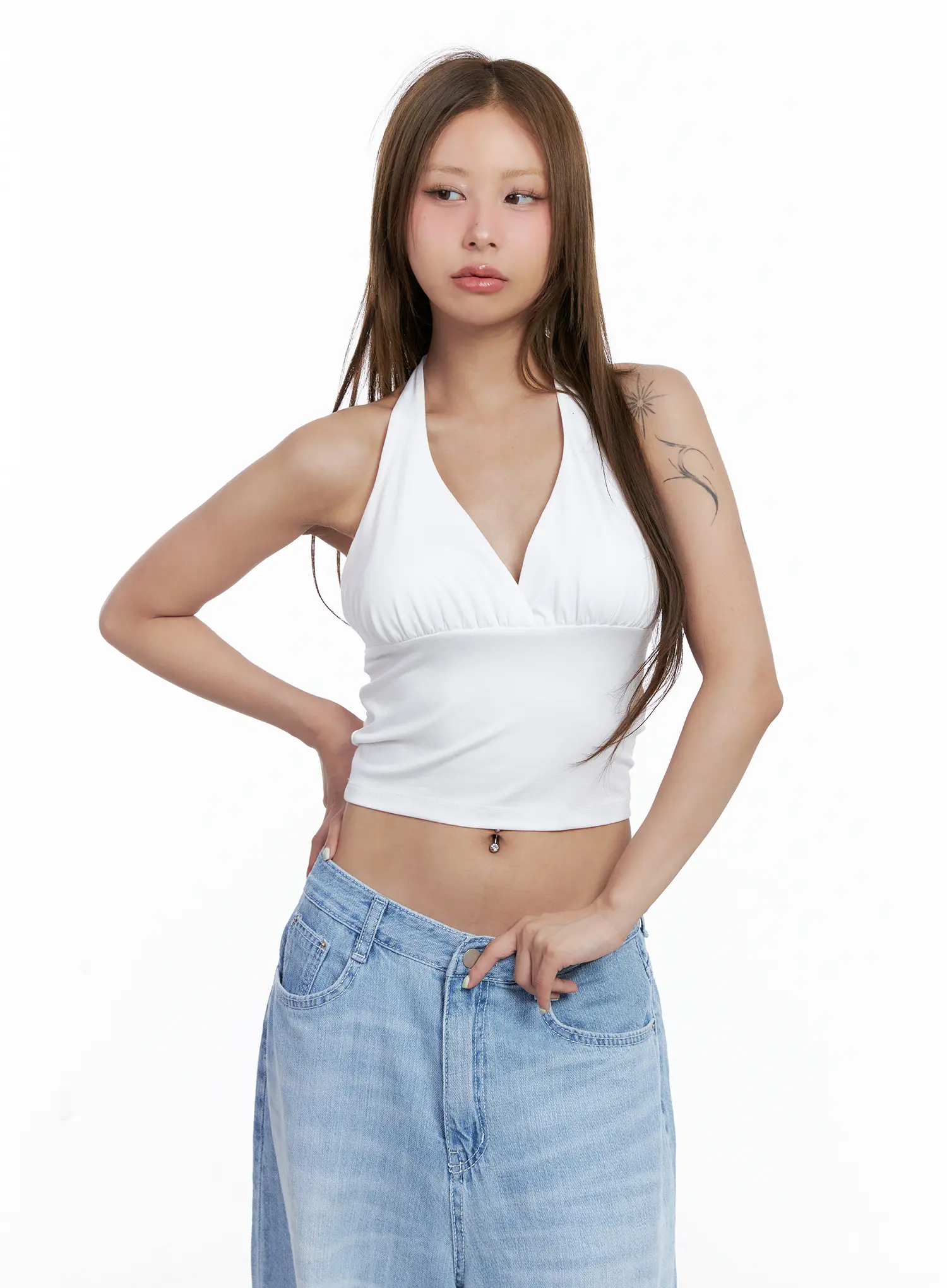 Trendy V-Neck Halter Top CL510 - Image 2