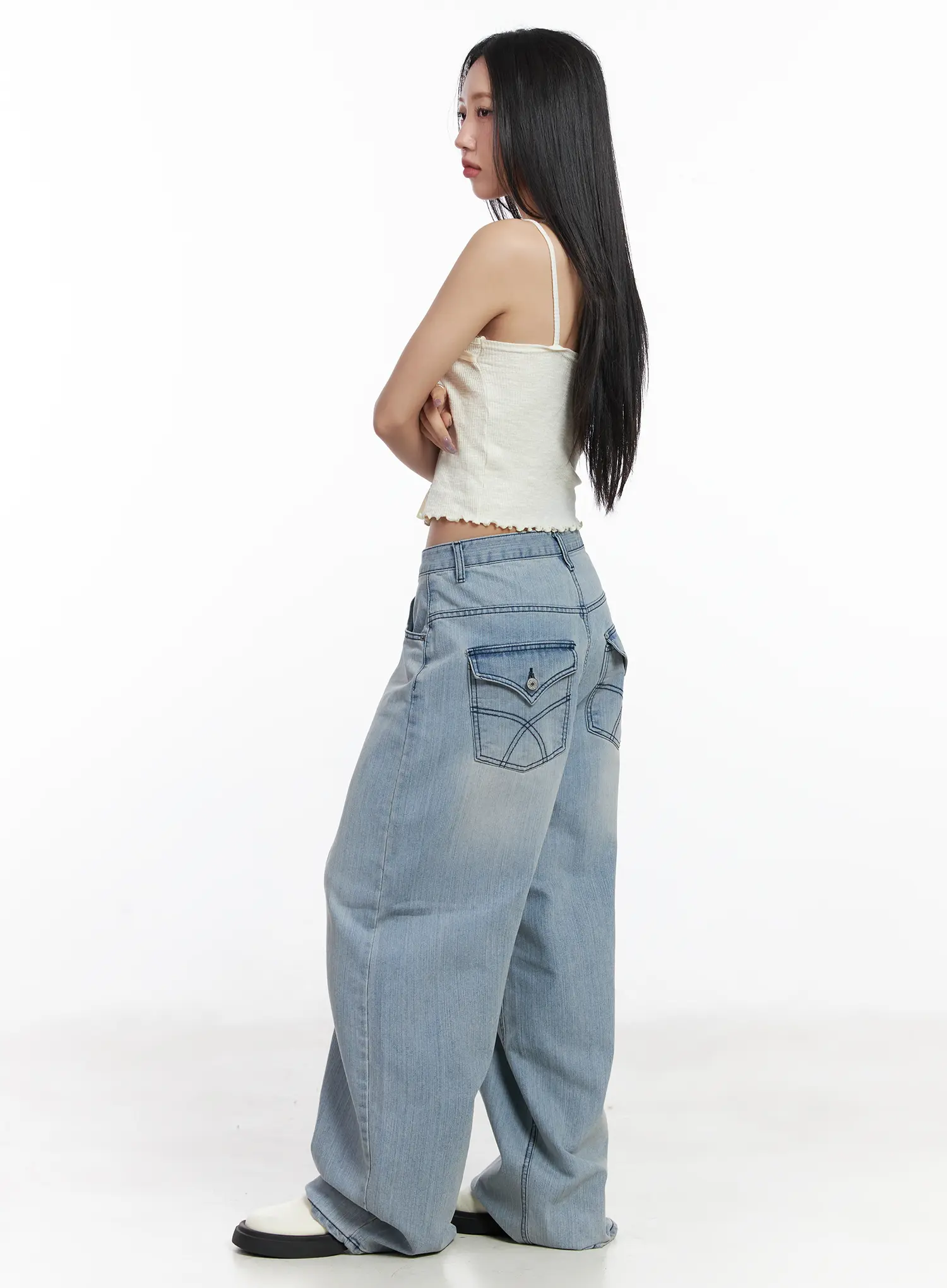 Tru Light Washed Vintage Wide Jeans CF503 - Image 2