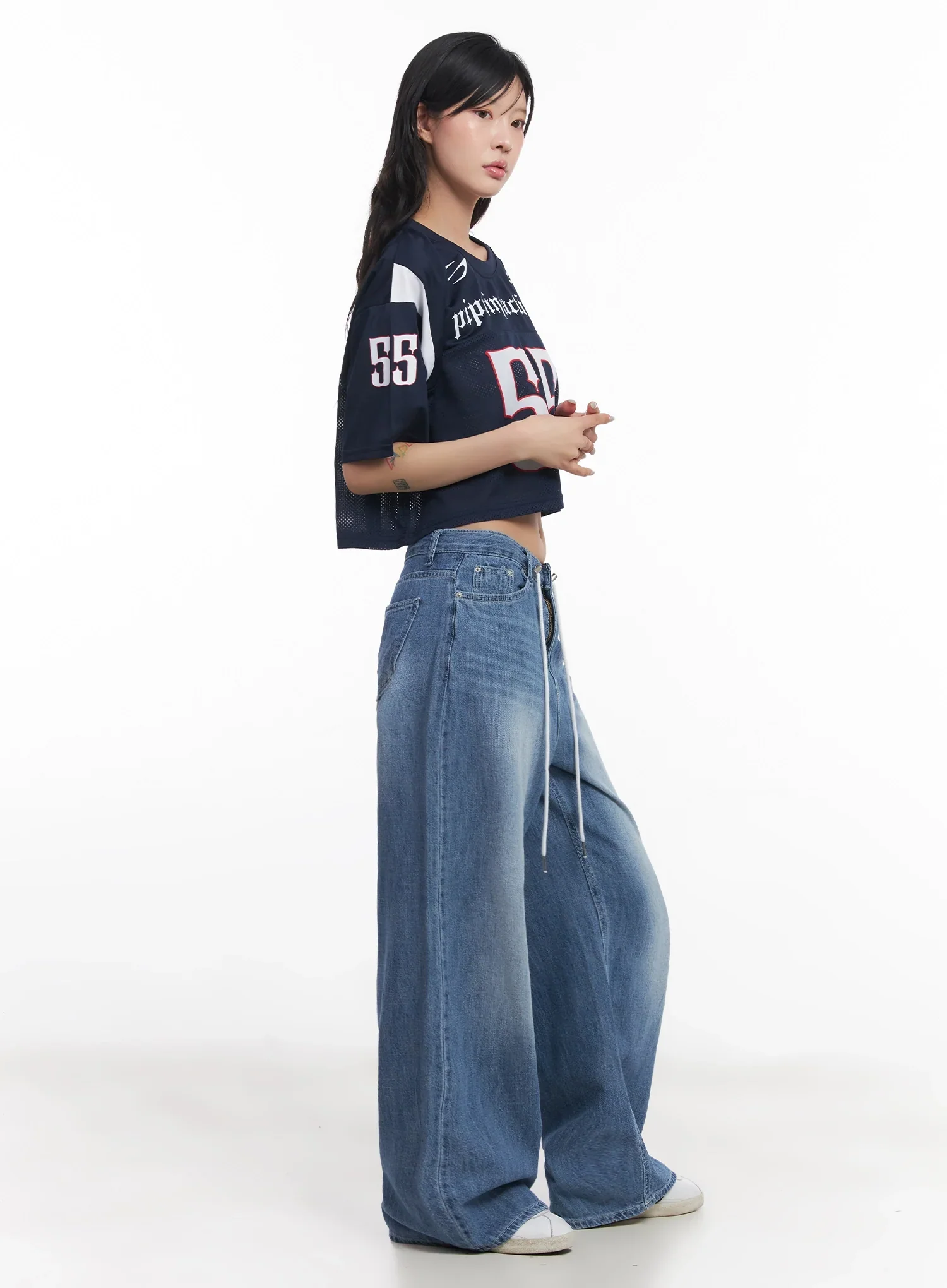 Tsuki Baggy Drawstring Denim Jeans IC503 - Image 12