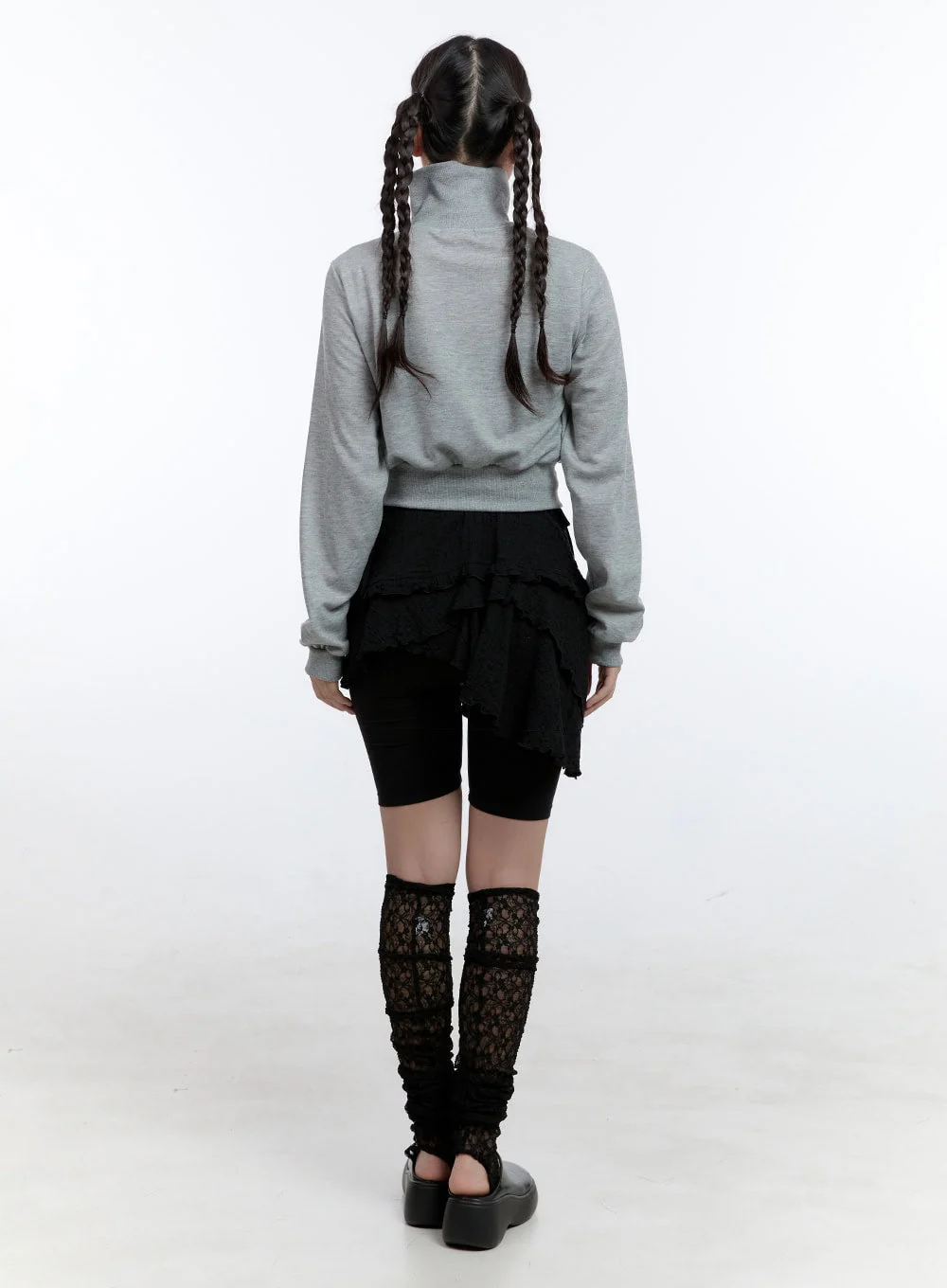 Turtleneck Zip-Up Crop Sweatshirt CG414 - Image 7